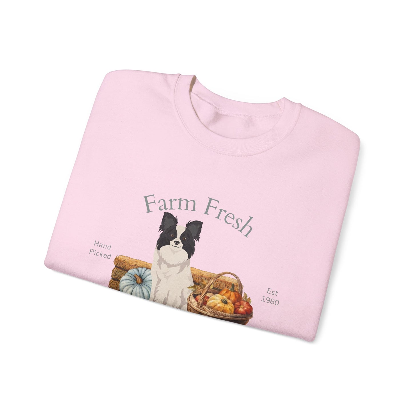 Papillon Dog Fall Farm Fresh Unisex Heavy Blend Crewneck Sweatshirt