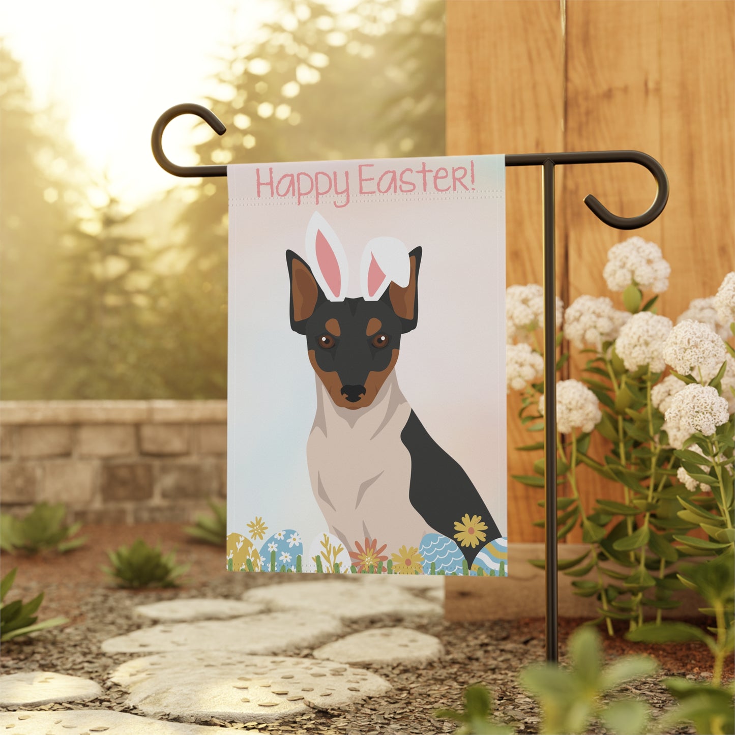 Brazilian Terrier Dog Happy Easter Garden Flag