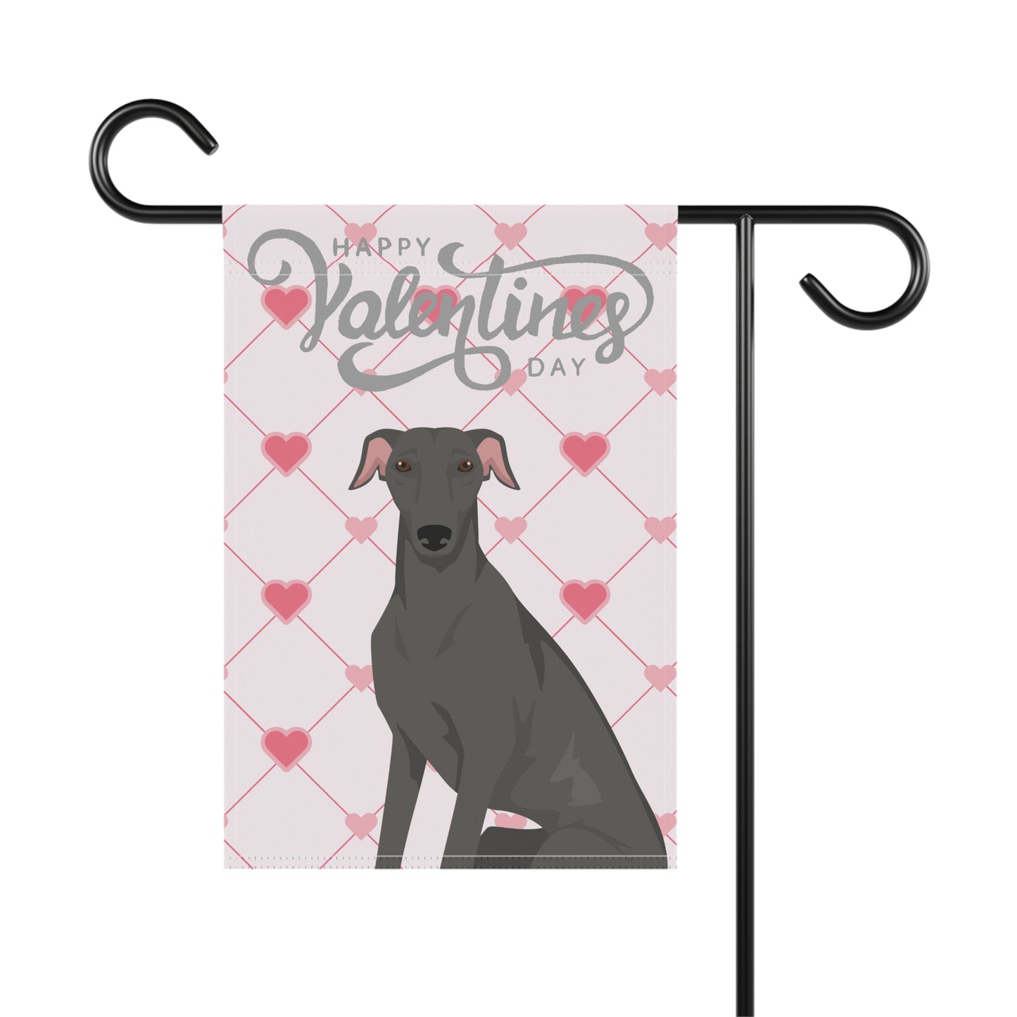 Greyhound Dog Valentines Day Garden Flag