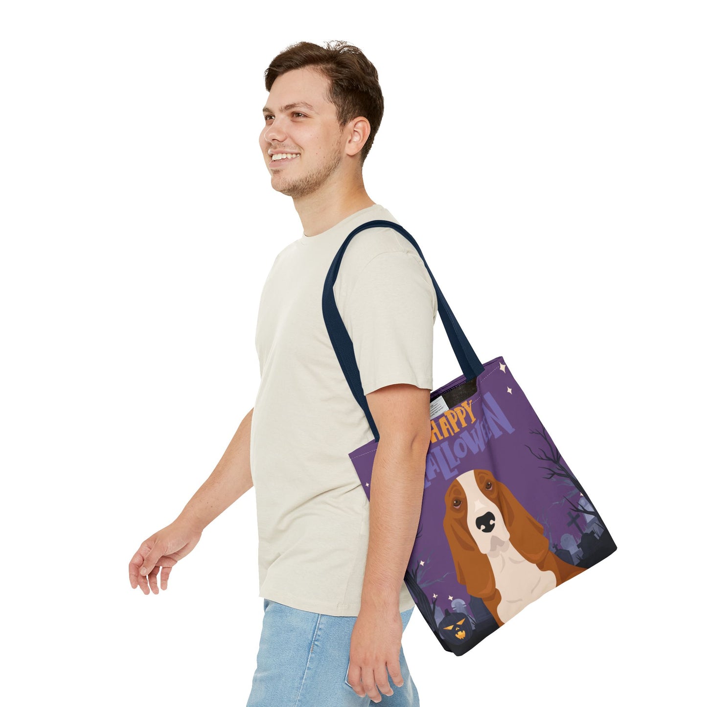 Basset Hound Dog Happy Halloween Tote Bag 16x16