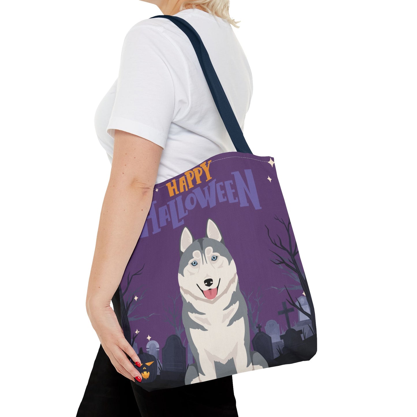 Siberian Husky Dog Happy Halloween Tote Bag 16x16