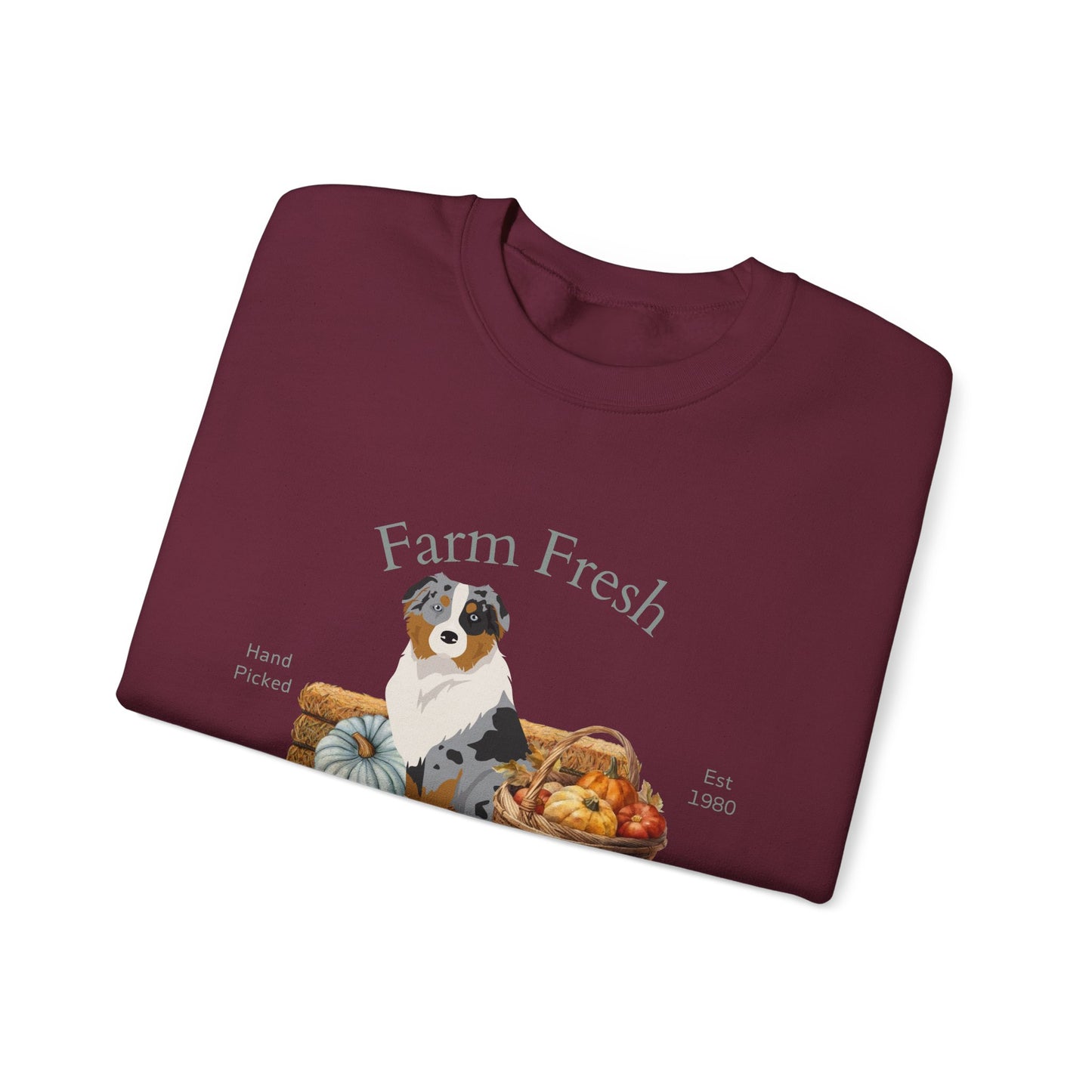 Australian Shepherd Dog Fall Farm Fresh Unisex Heavy Blend Crewneck Sweatshirt