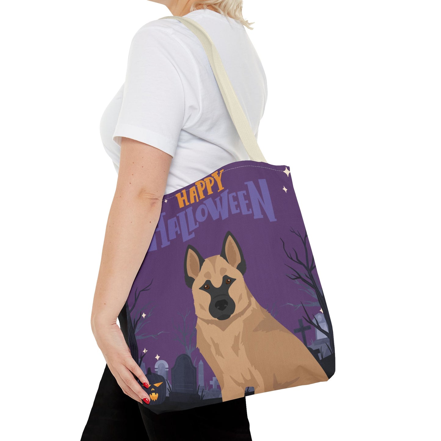 Hallefors Elkhound Dog Happy Halloween Tote Bag 16x16