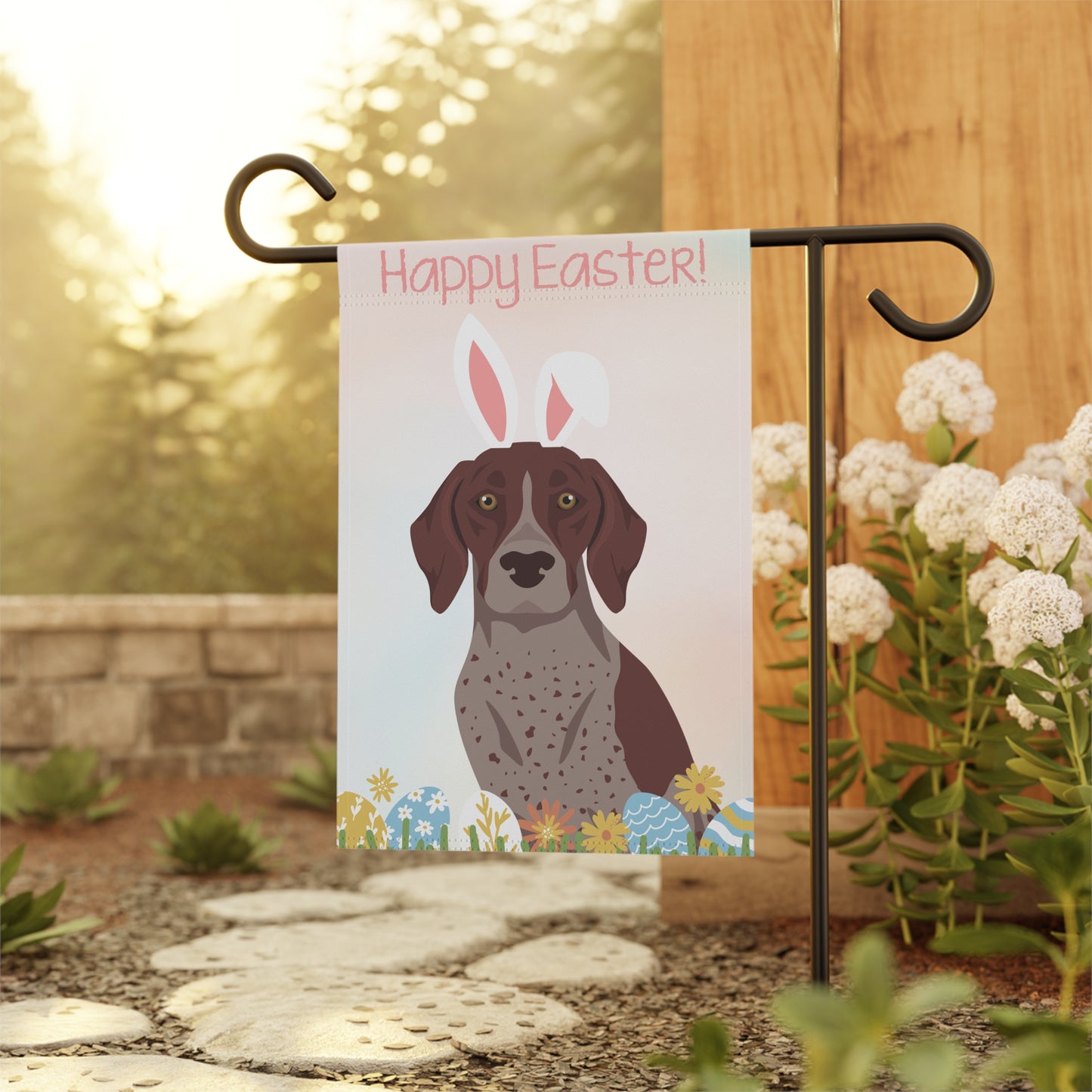 German Shorthaired Pointer Dog Happy Easter Garden Flag