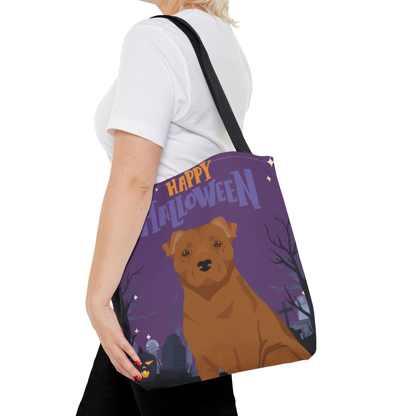 Staffordshire Bull Terrier Dog Happy Halloween Tote Bag 16x16