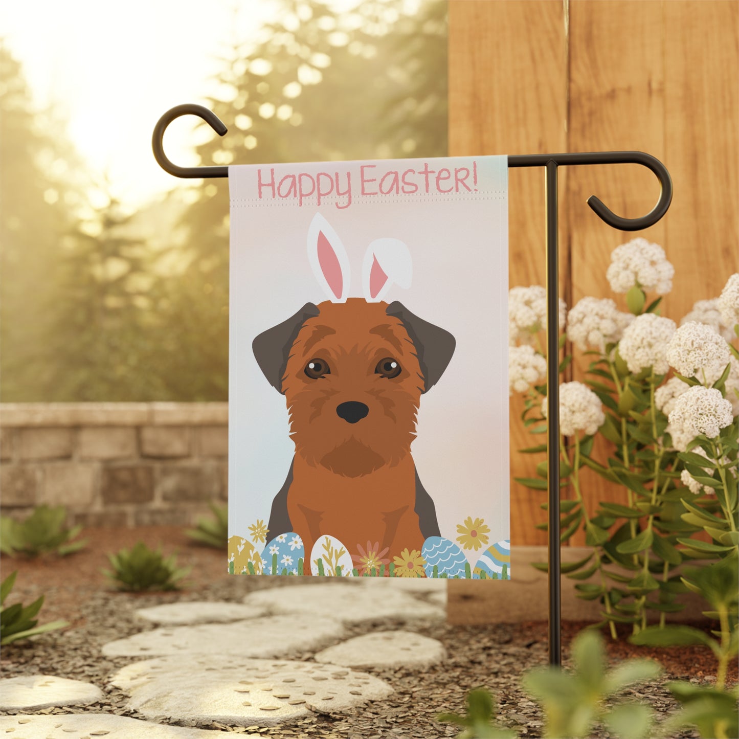 Border Terrier Dog Happy Easter Garden Flag