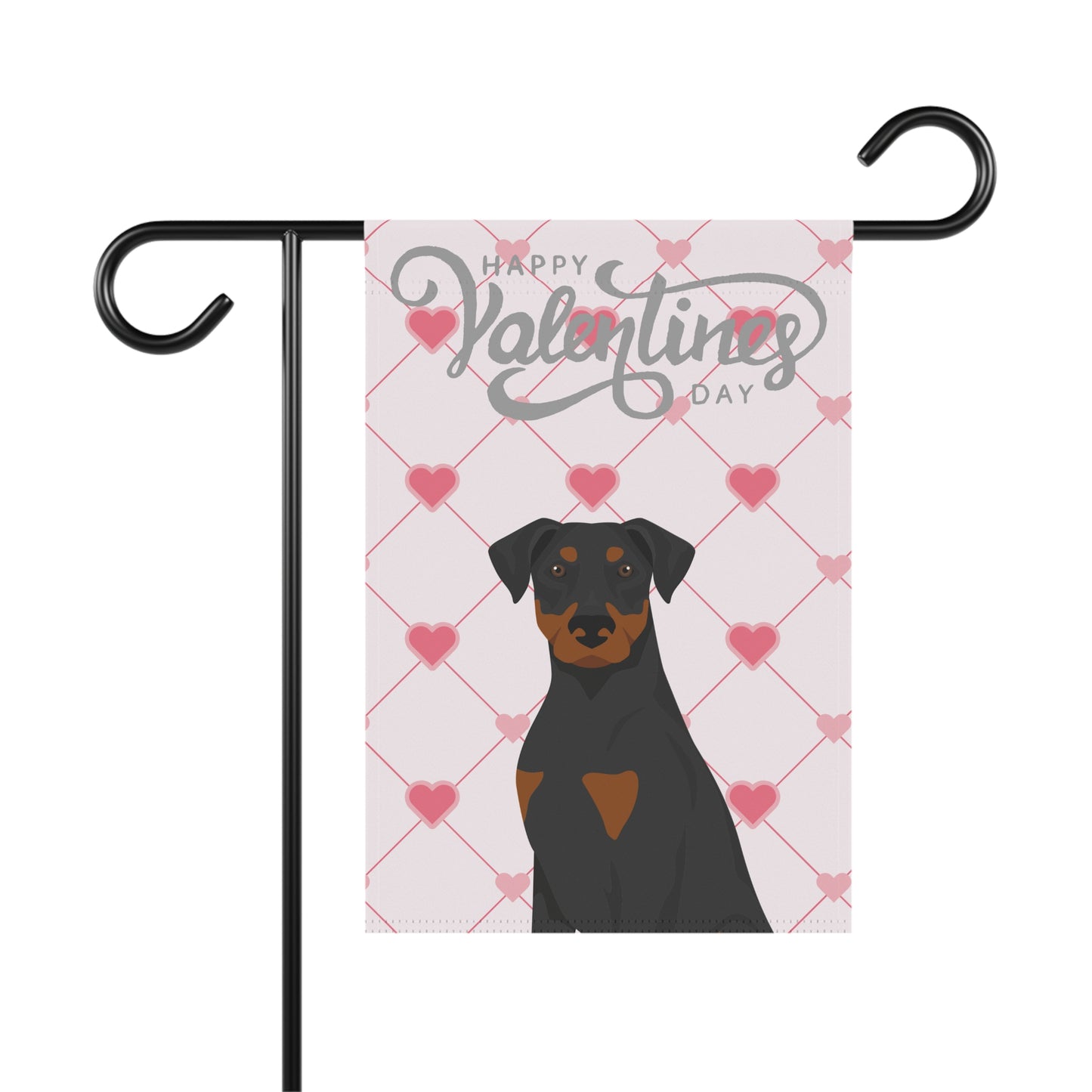 Doberman Pinscher Dog Valentines Day Garden Flag