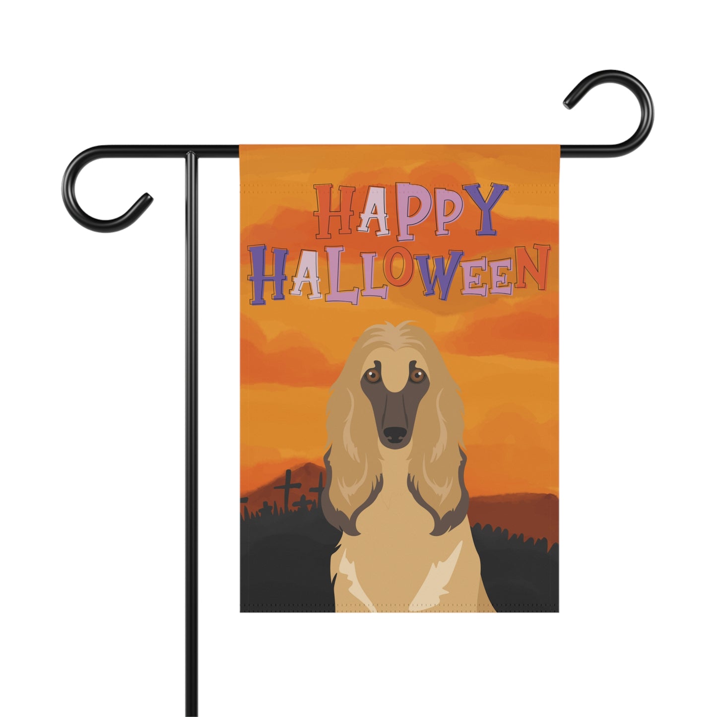 Afghan Hound Dog Halloween Garden Flag