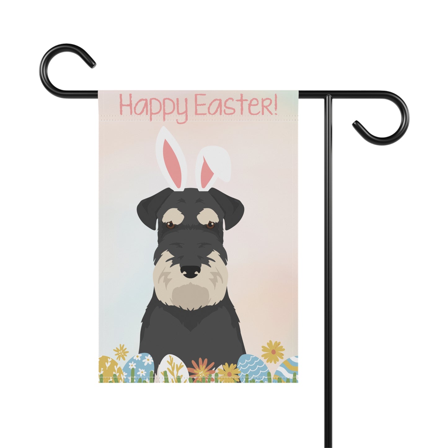 Schnauzer Dog Happy Easter Garden Flag