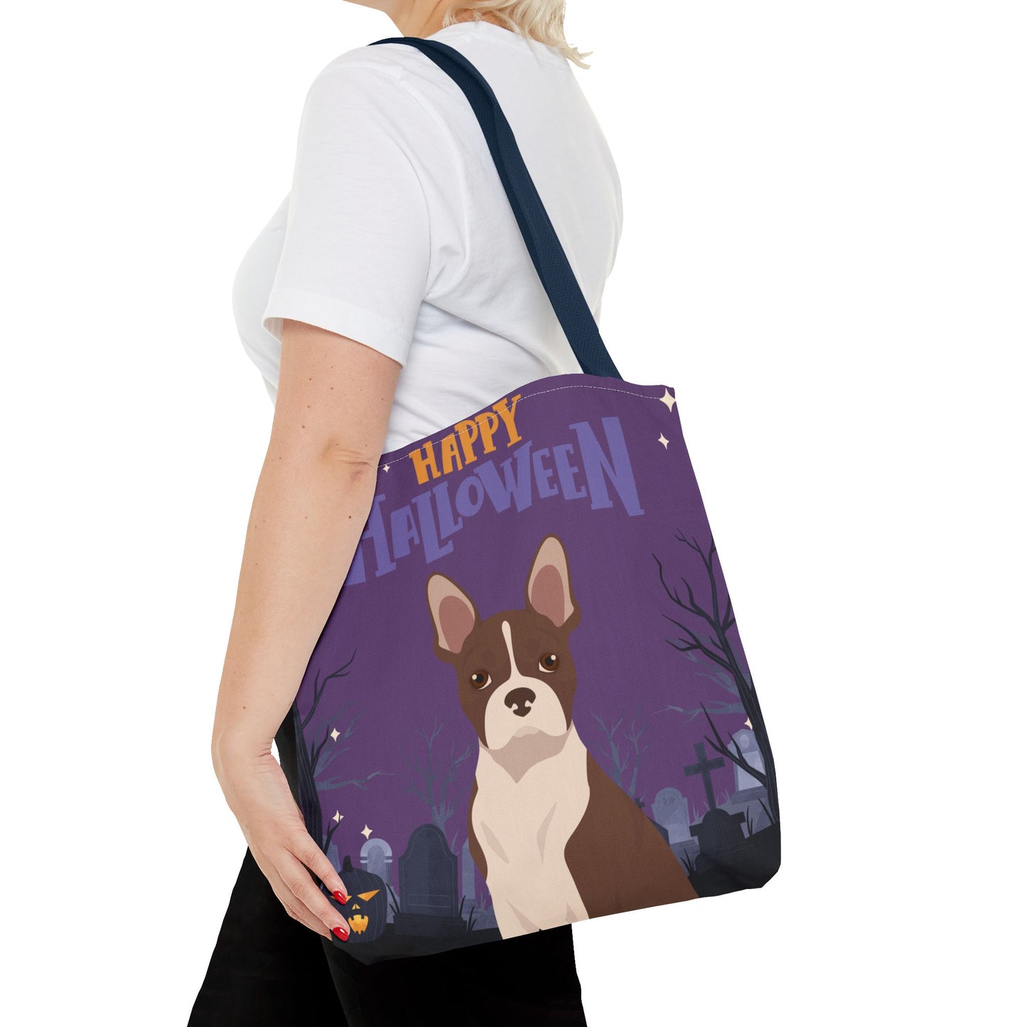 Boston Terrier Dog Happy Halloween Tote Bag 16x16