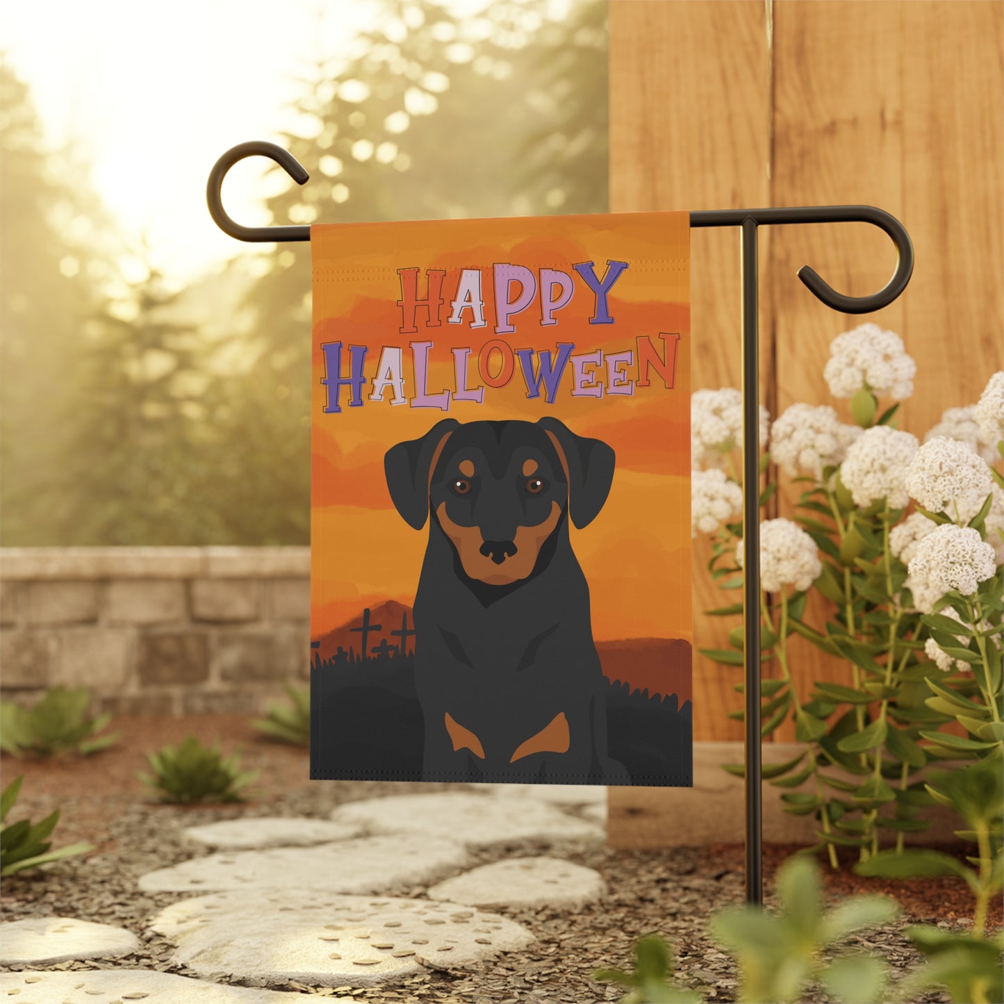 Austrian Pinscher Dog Halloween Garden Flag