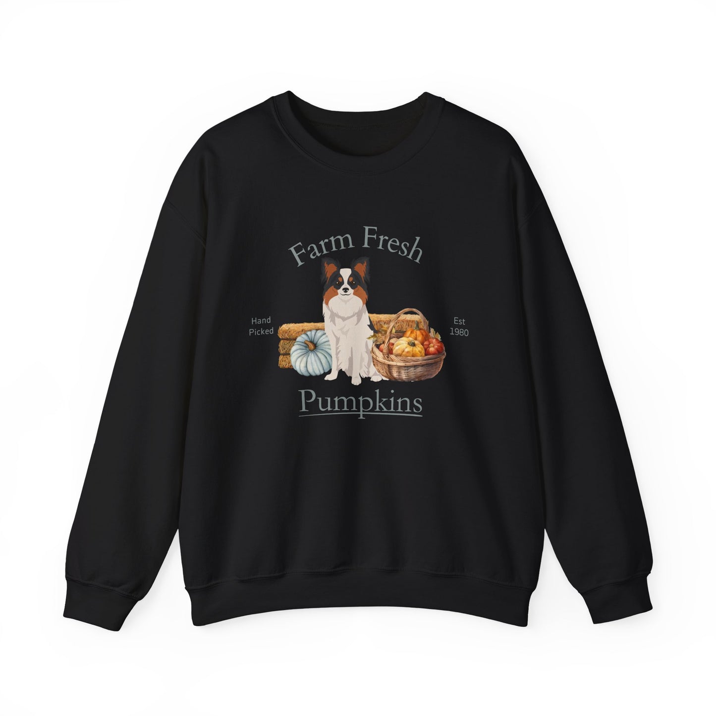 Papillon Dog Fall Farm Fresh Unisex Heavy Blend Crewneck Sweatshirt