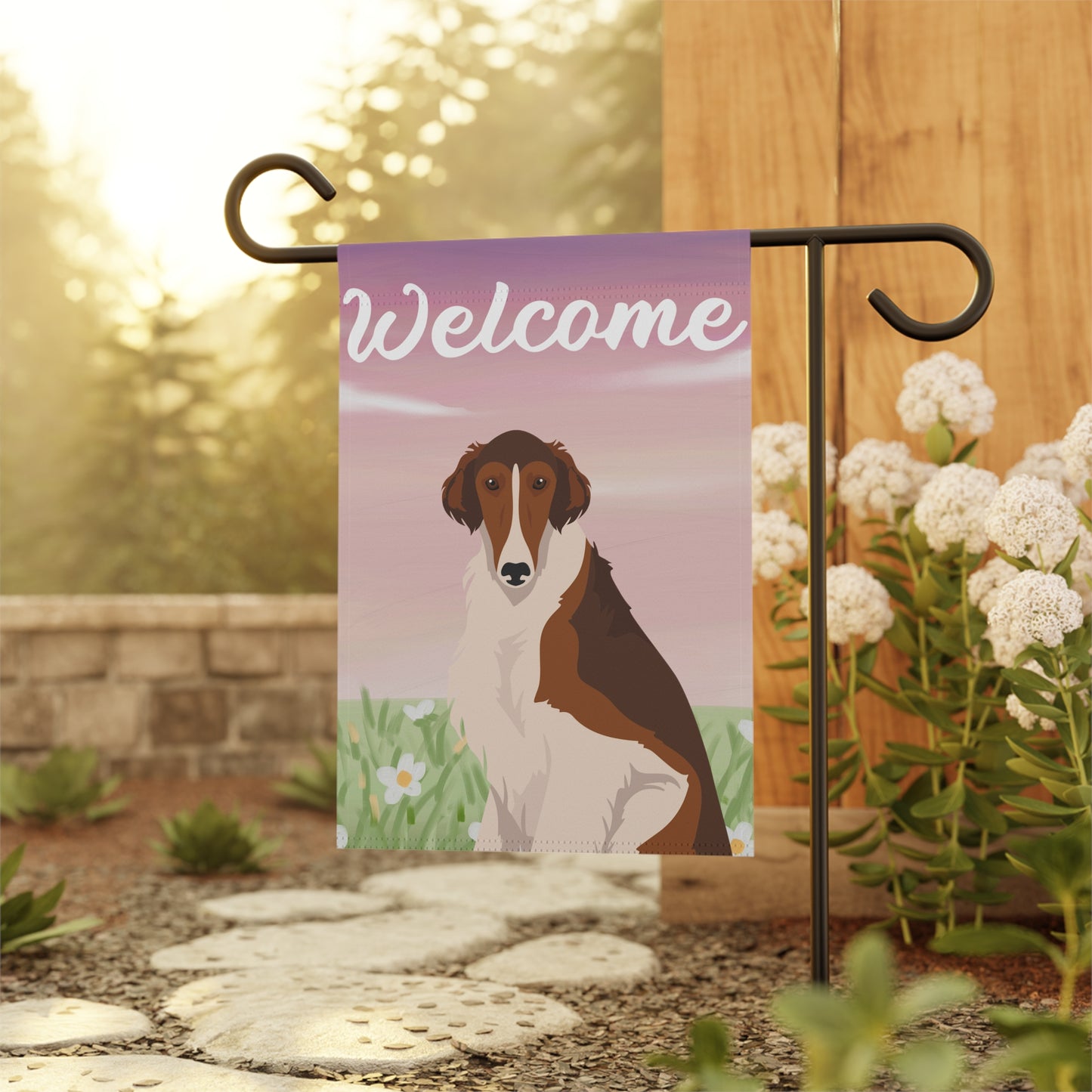 Borzoi Dog Welcome Garden Flag