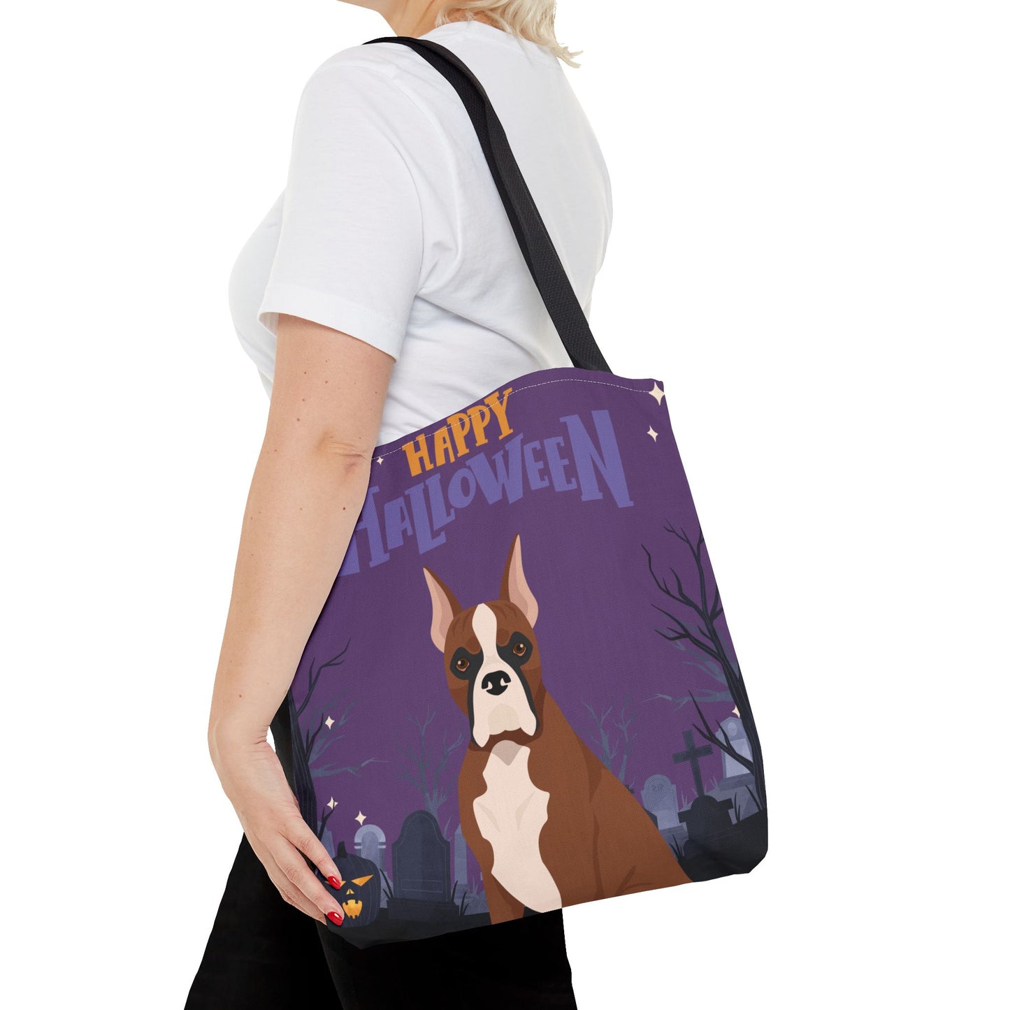 Boxer Dog Happy Halloween Tote Bag 16x16