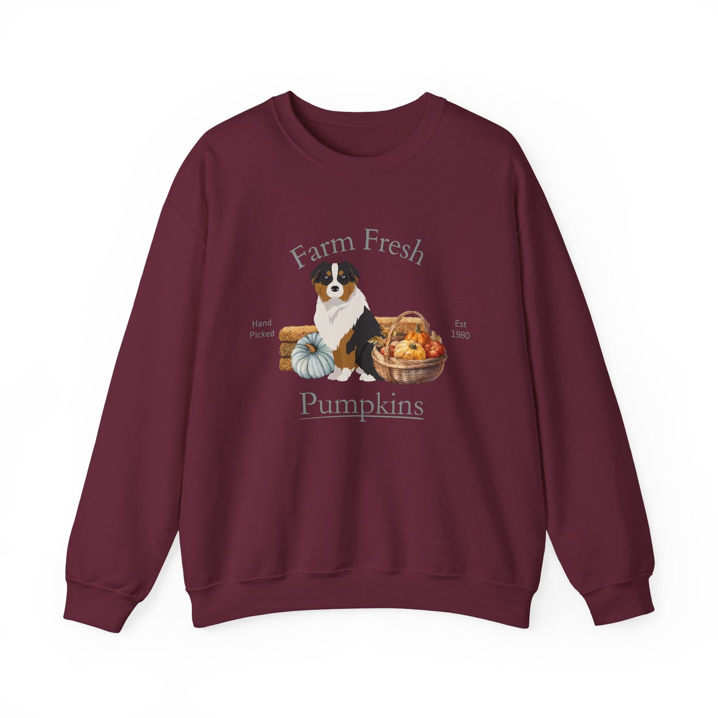 Australian Shepherd Dog Fall Farm Fresh Unisex Heavy Blend Crewneck Sweatshirt
