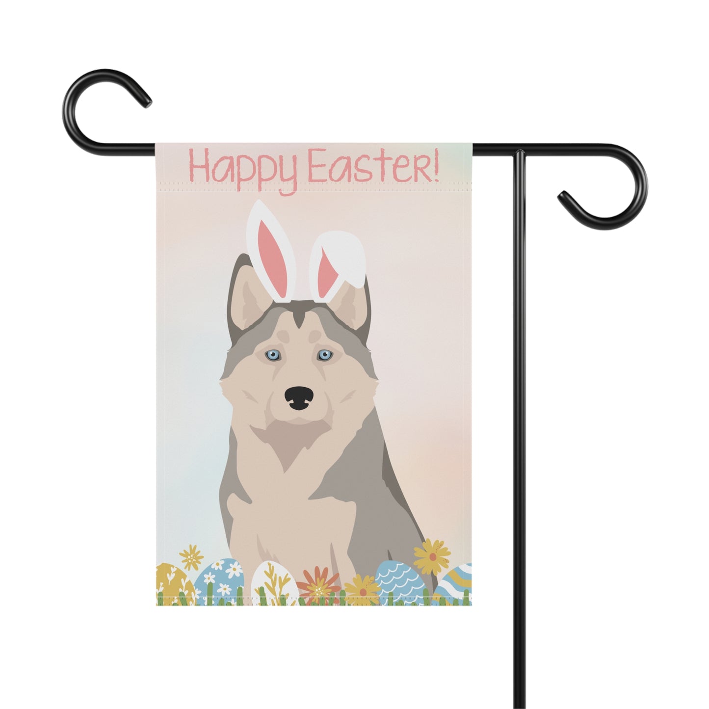 Alaskan Husky Dog Happy Easter Garden Flag