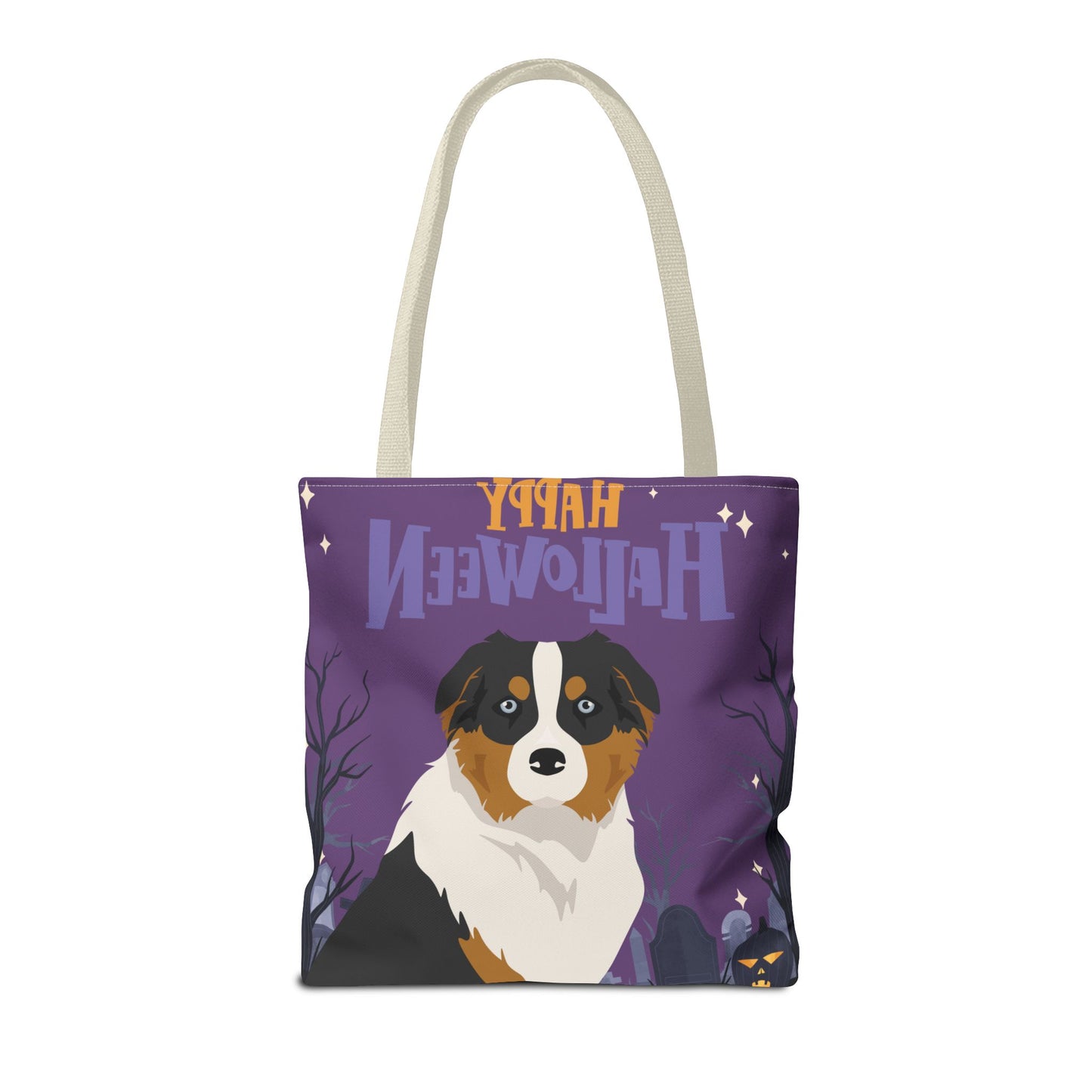 Australian Shepherd Dog Happy Halloween Tote Bag 16x16