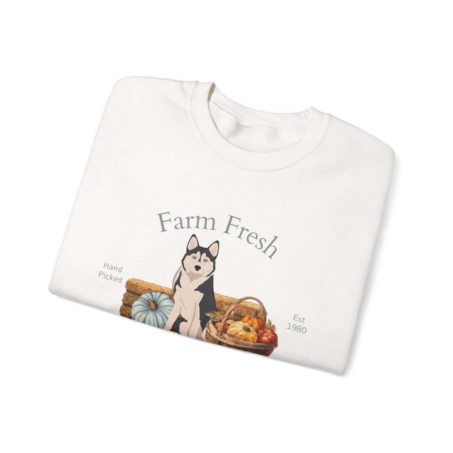 Alaskan Husky Dog Fall Farm Fresh Unisex Heavy Blend Crewneck Sweatshirt