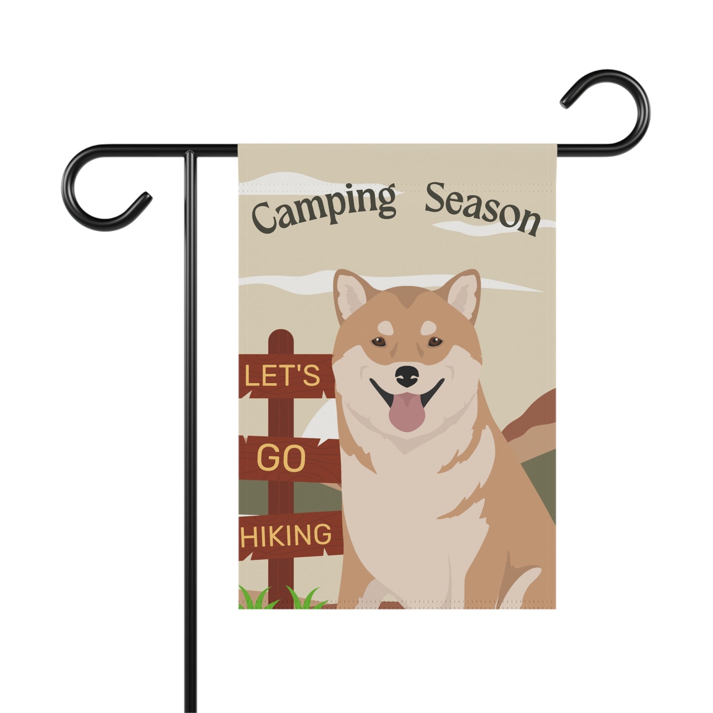 Shiba Inu Dog Camping Garden Flag