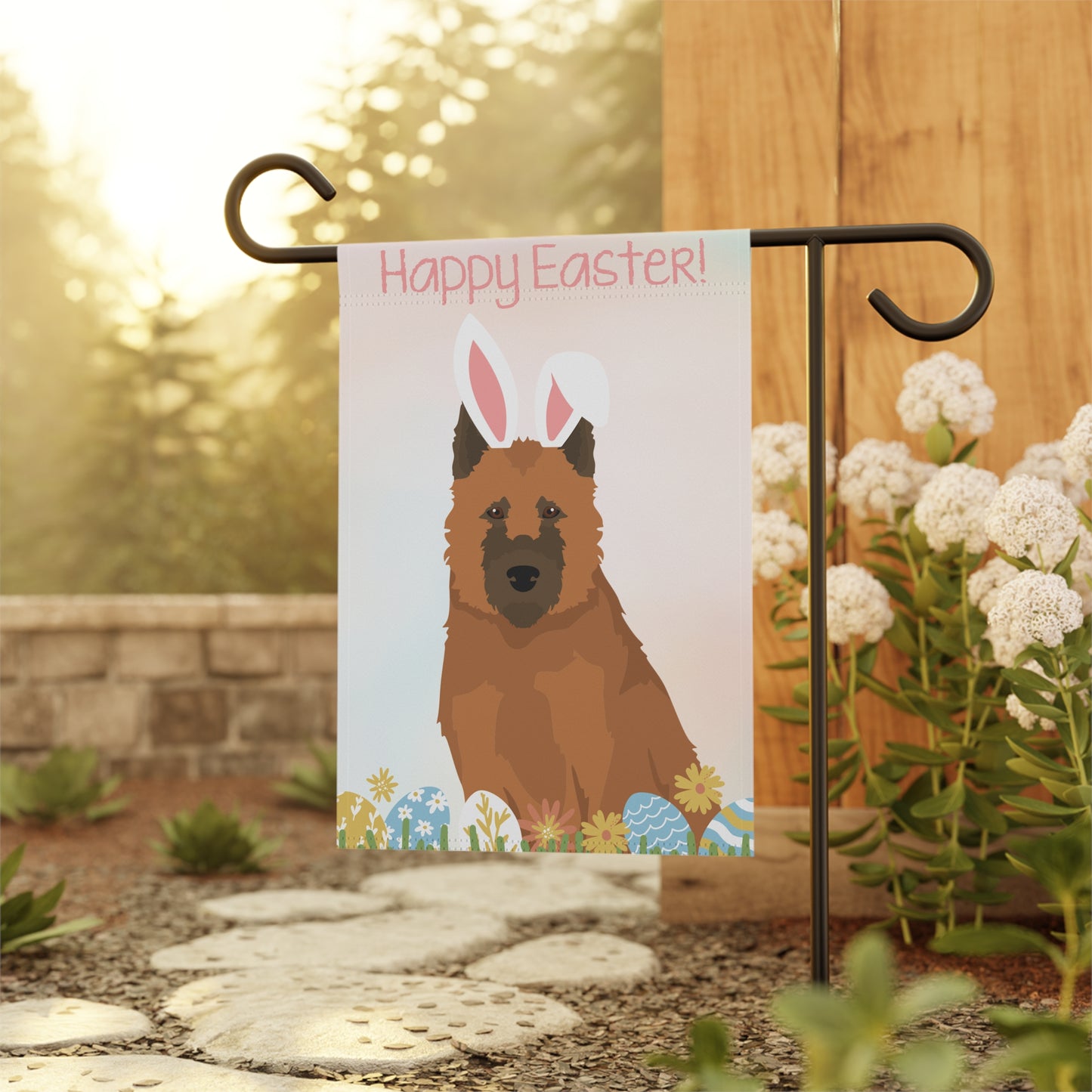 Belgian Laekenois Dog Happy Easter Garden Flag
