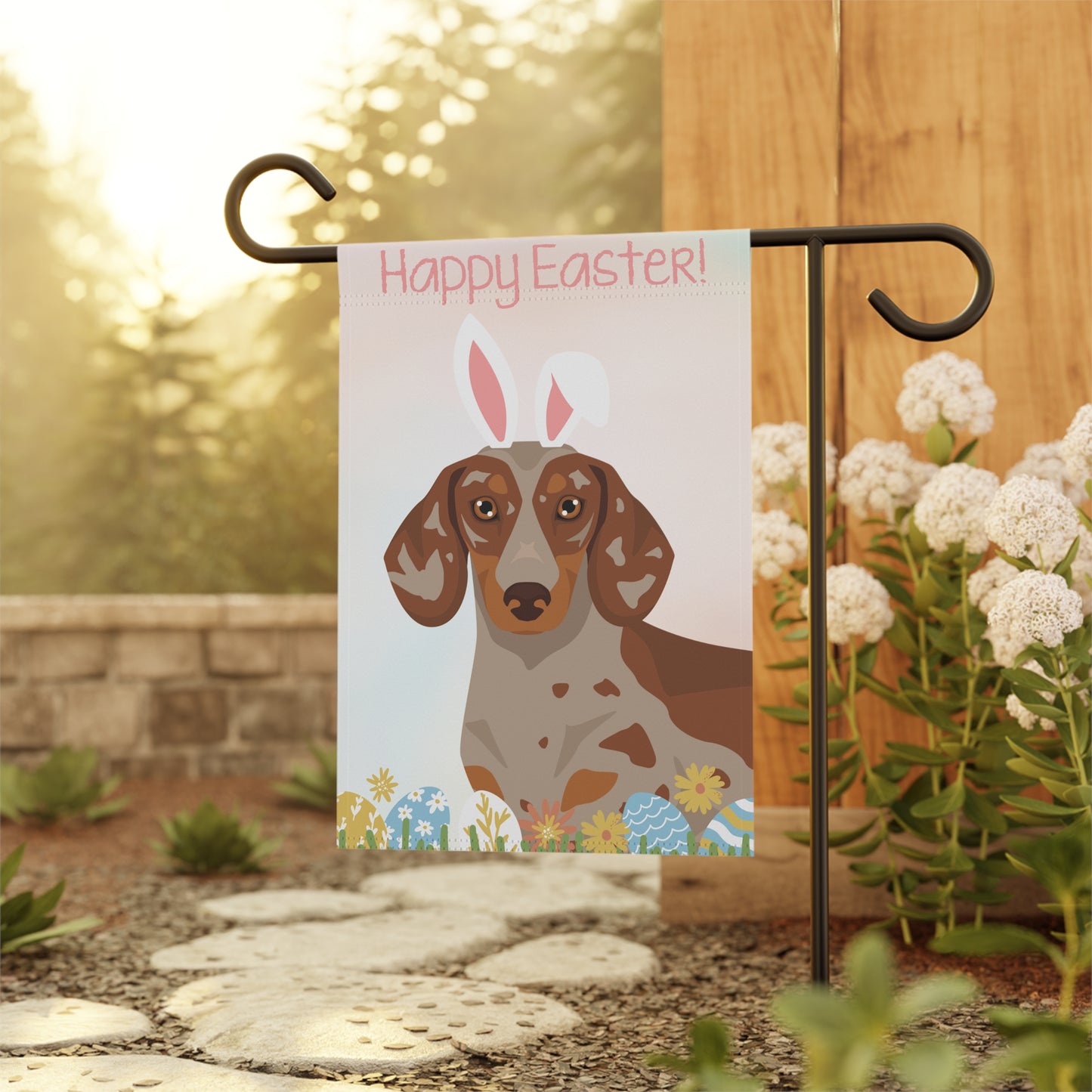 Dachshund Dog Happy Easter Garden Flag