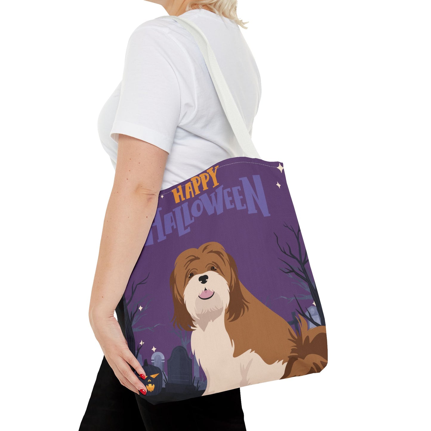Lhasa Apso Dog Happy Halloween Tote Bag 16x16