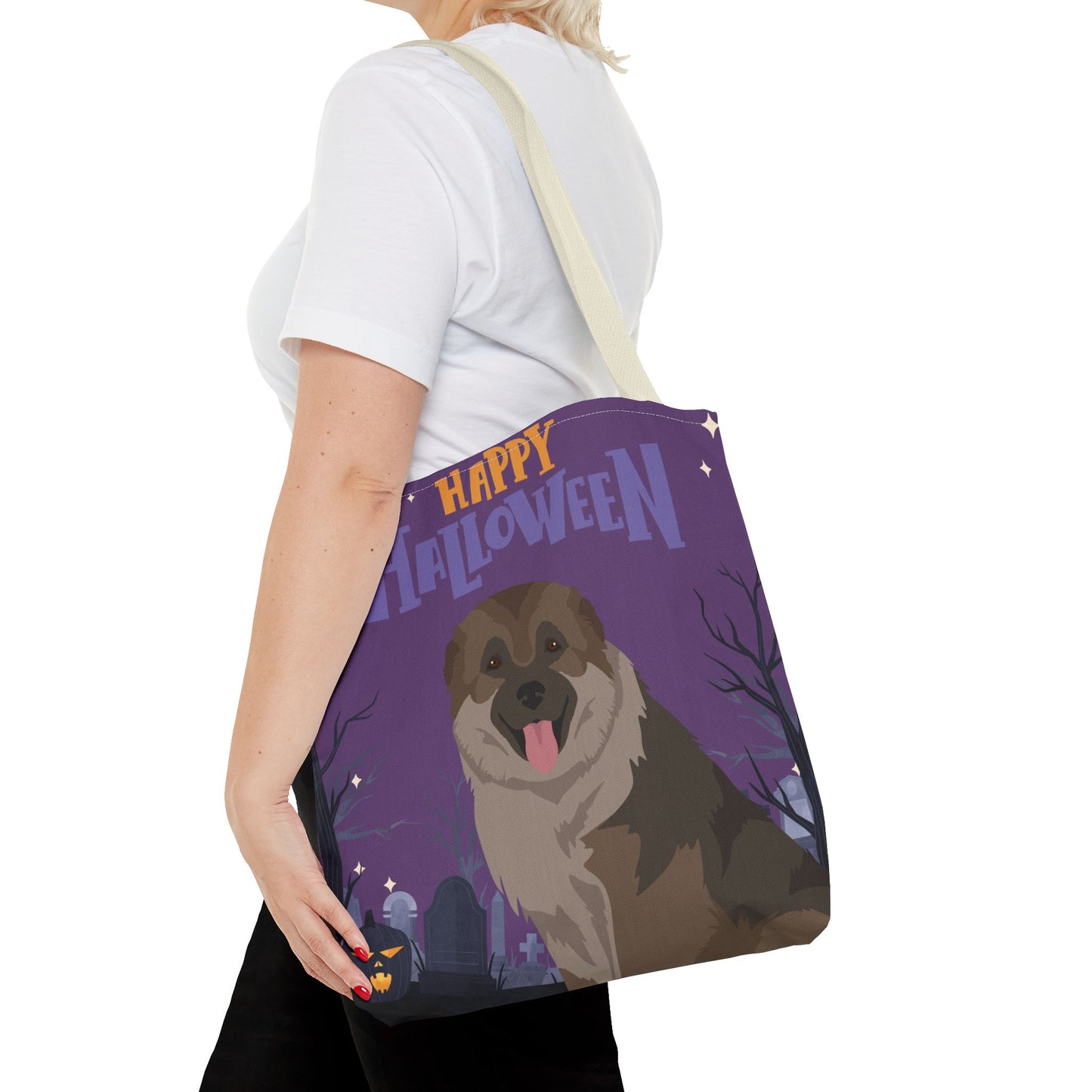 Caucasian Shepherd Dog Happy Halloween Tote Bag 16x16