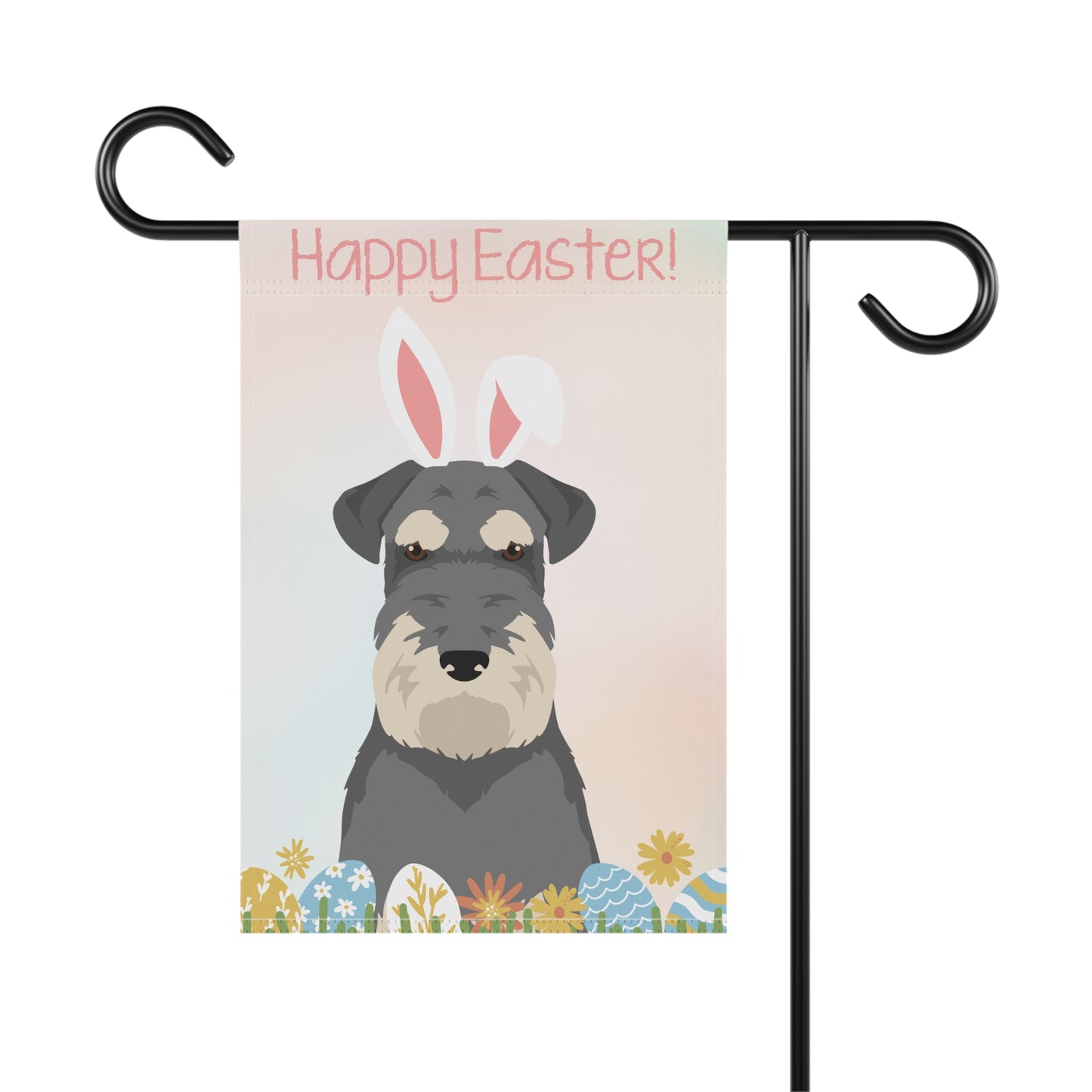 Schnauzer Dog Happy Easter Garden Flag