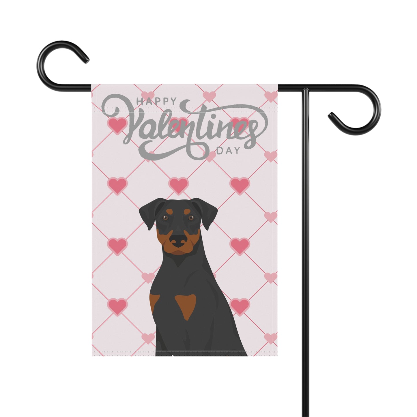 Doberman Pinscher Dog Valentines Day Garden Flag
