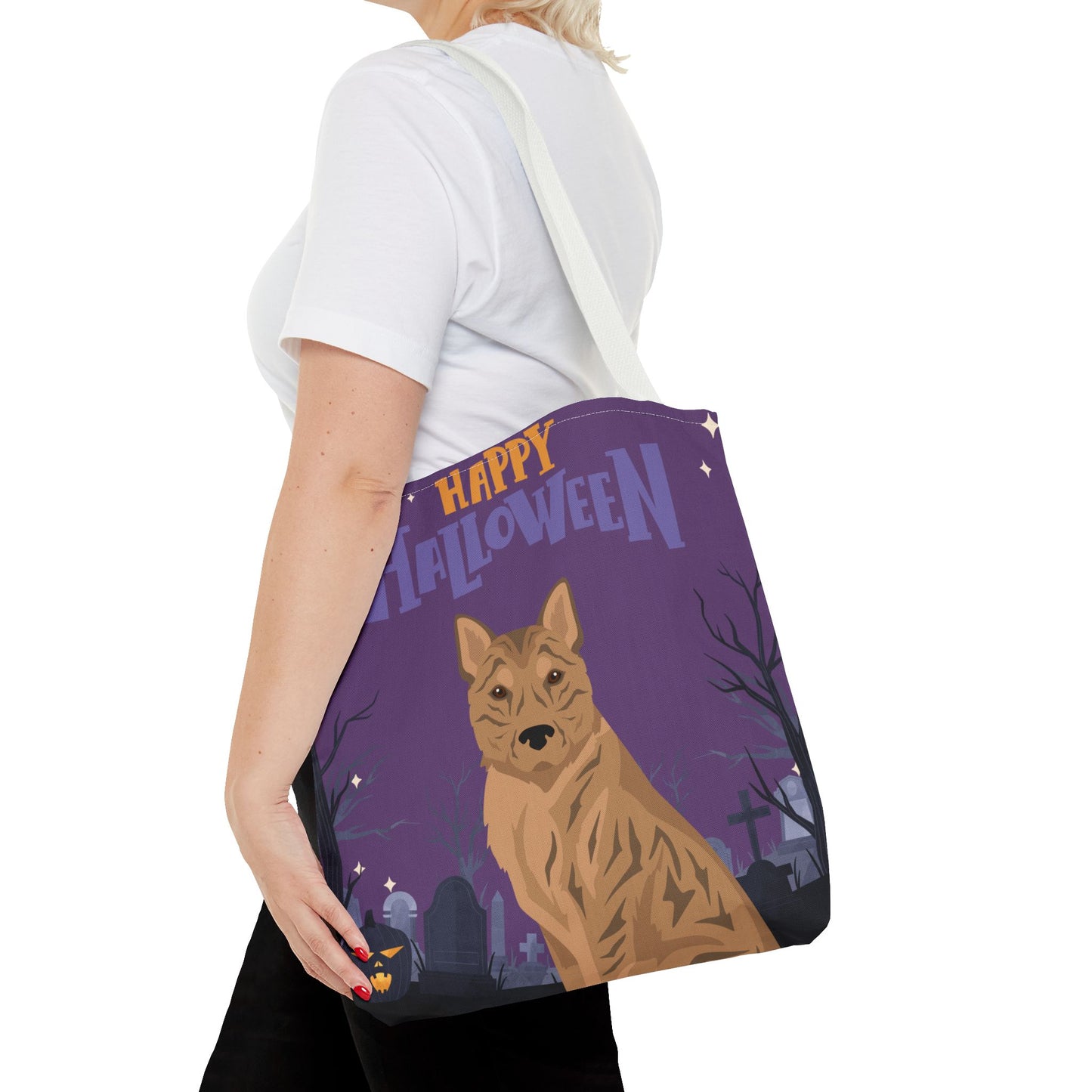 Korean Jindo Dog Happy Halloween Tote Bag 16x16