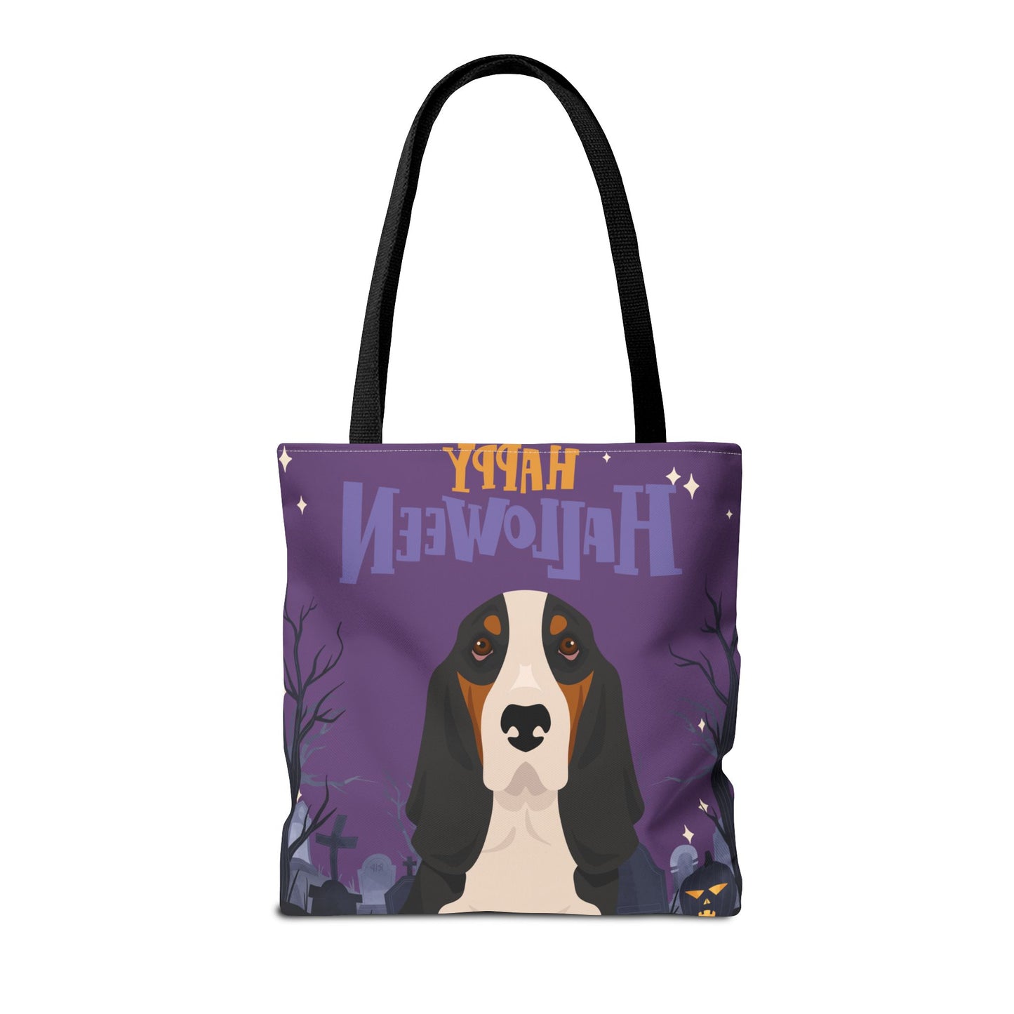 Basset Hound Dog Happy Halloween Tote Bag 16x16