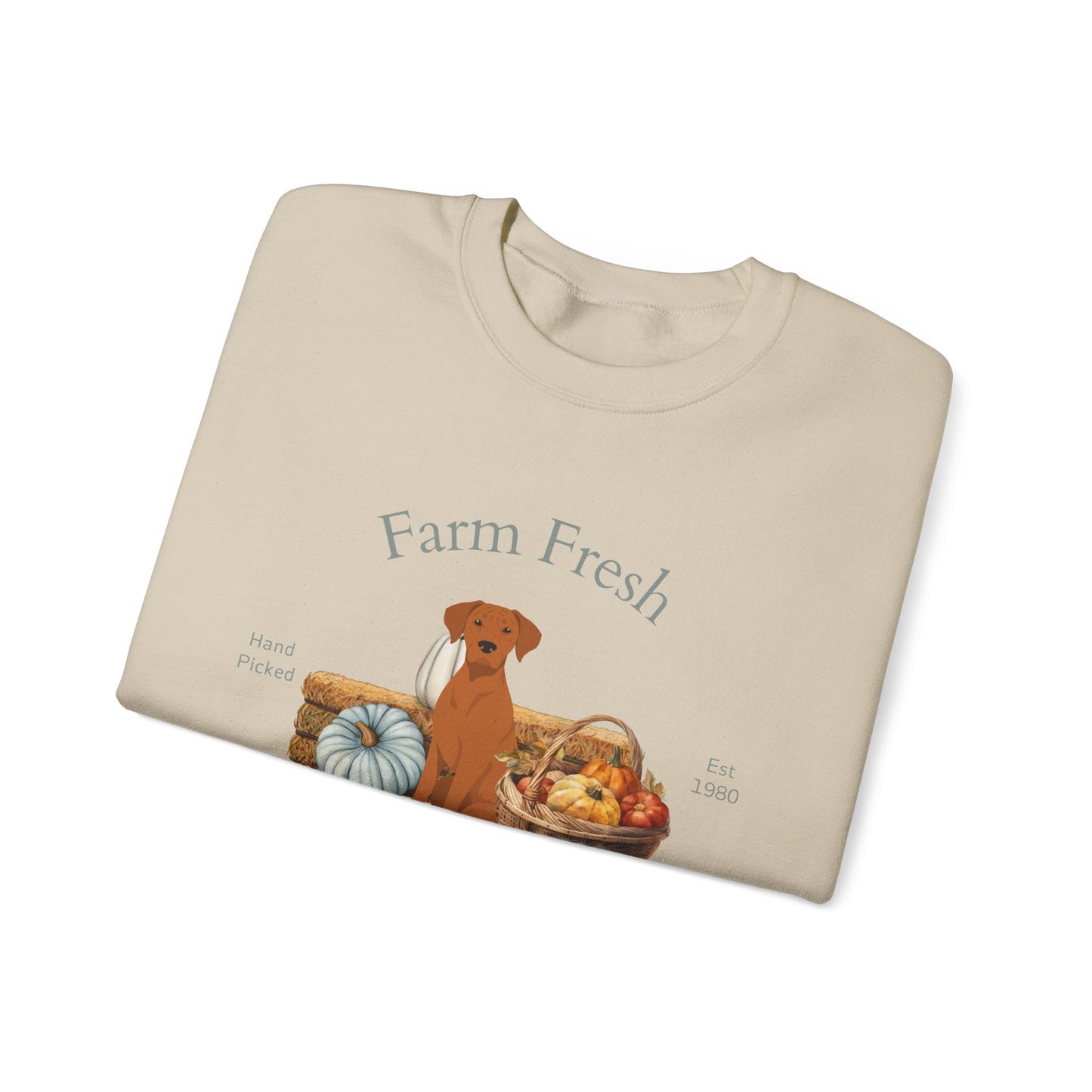 Rhodesian Ridgeback Dog Fall Farm Fresh Unisex Heavy Blend Crewneck Sweatshirt