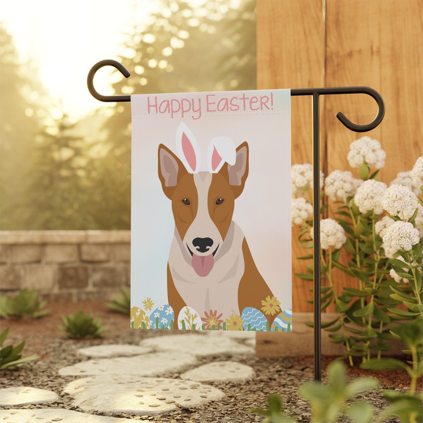 Bull Terrier Dog Happy Easter Garden Flag