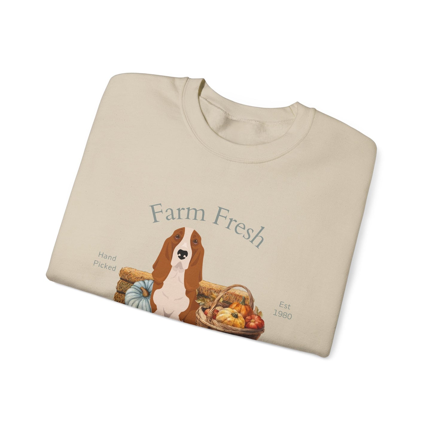Basset Hound Dog Fall Farm Fresh Unisex Heavy Blend Crewneck Sweatshirt