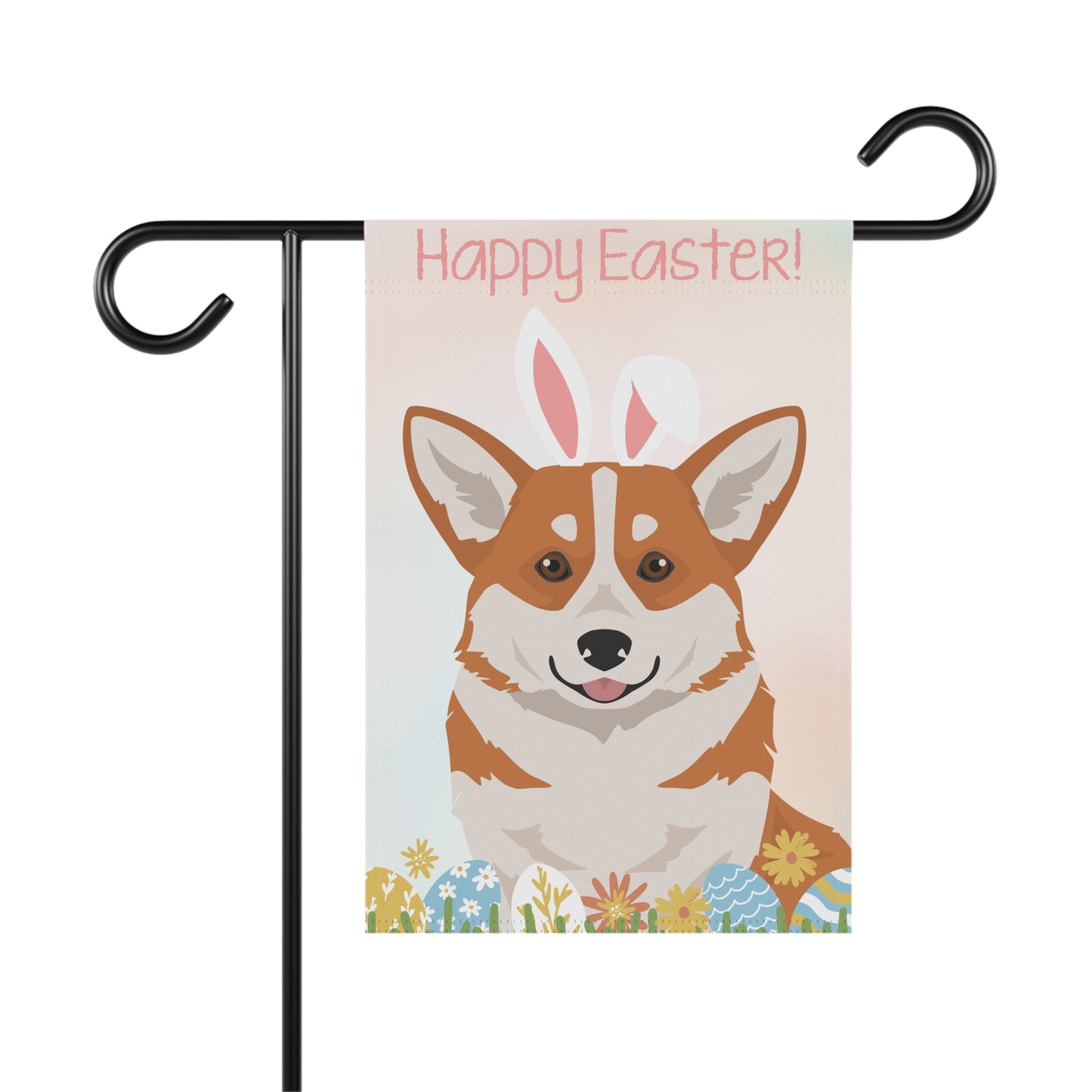 Pembroke Welsh Corgi Dog Happy Easter Garden Flag