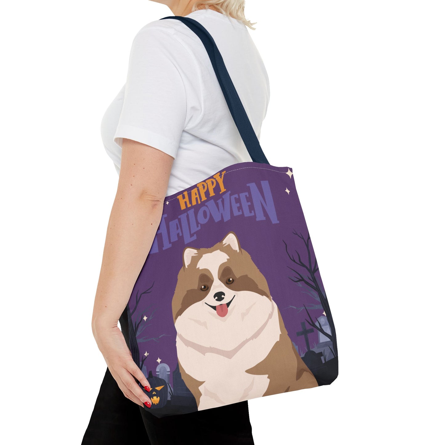 Pomeranian Dog Happy Halloween Tote Bag 16x16