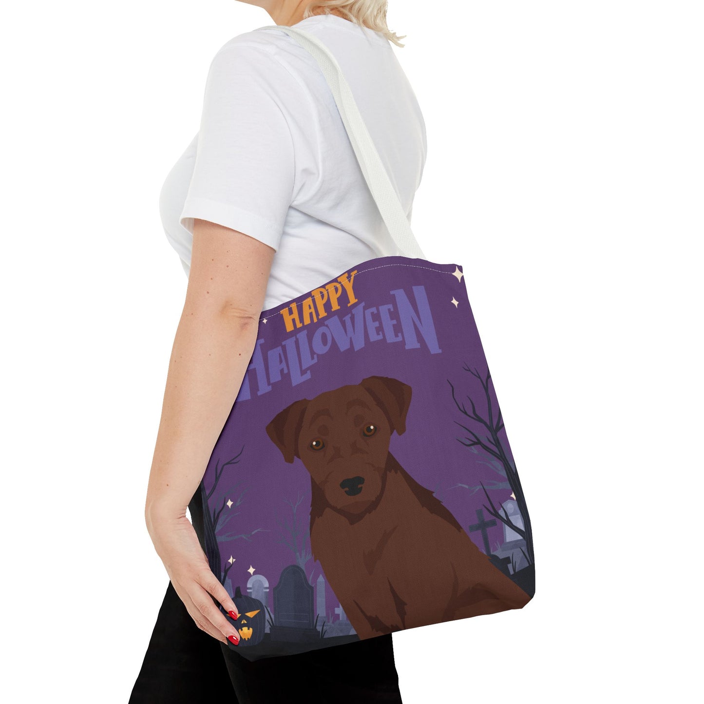 Patterdale Terrier Dog Happy Halloween Tote Bag 16x16