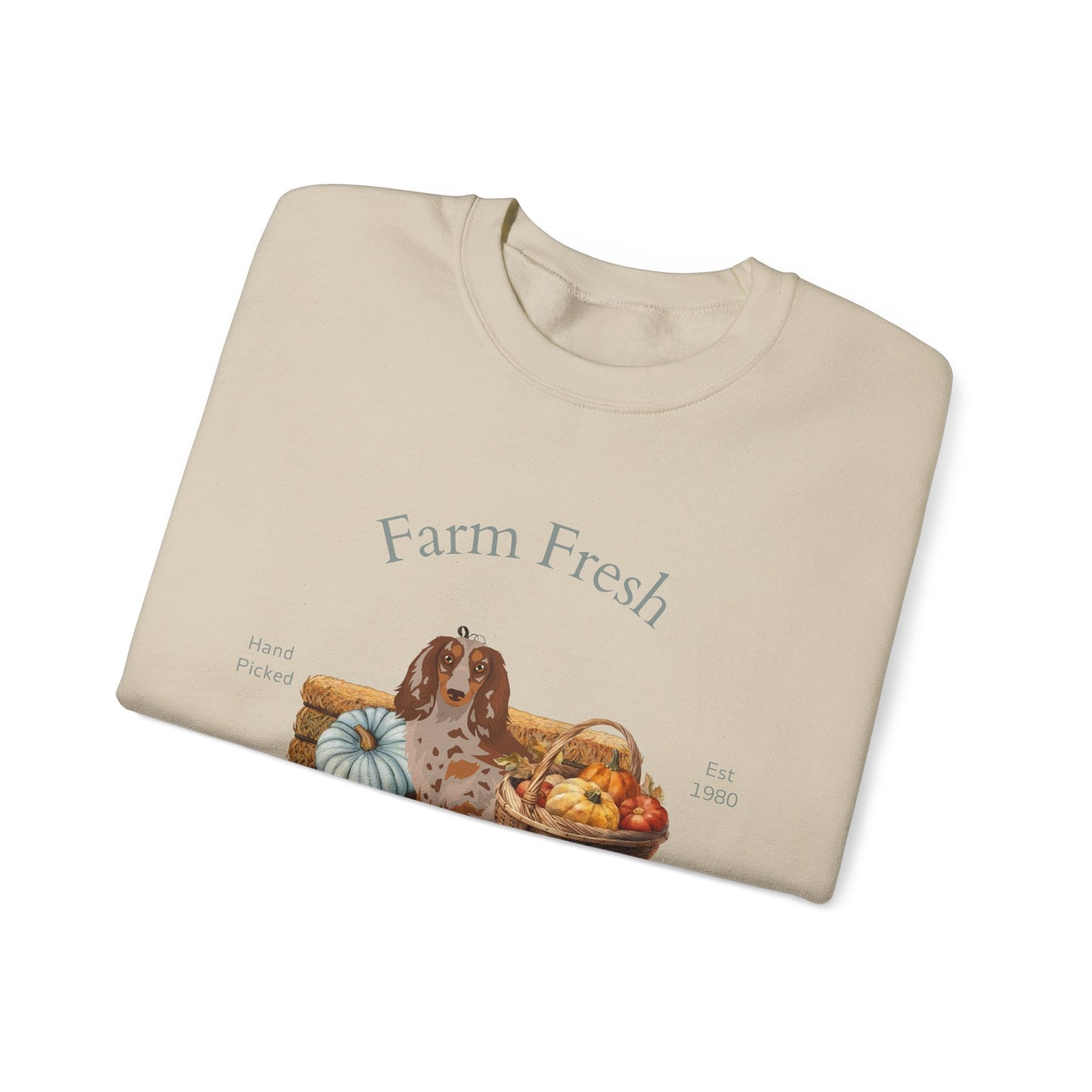 Dachshund Dog Fall Farm Fresh Unisex Heavy Blend Crewneck Sweatshirt