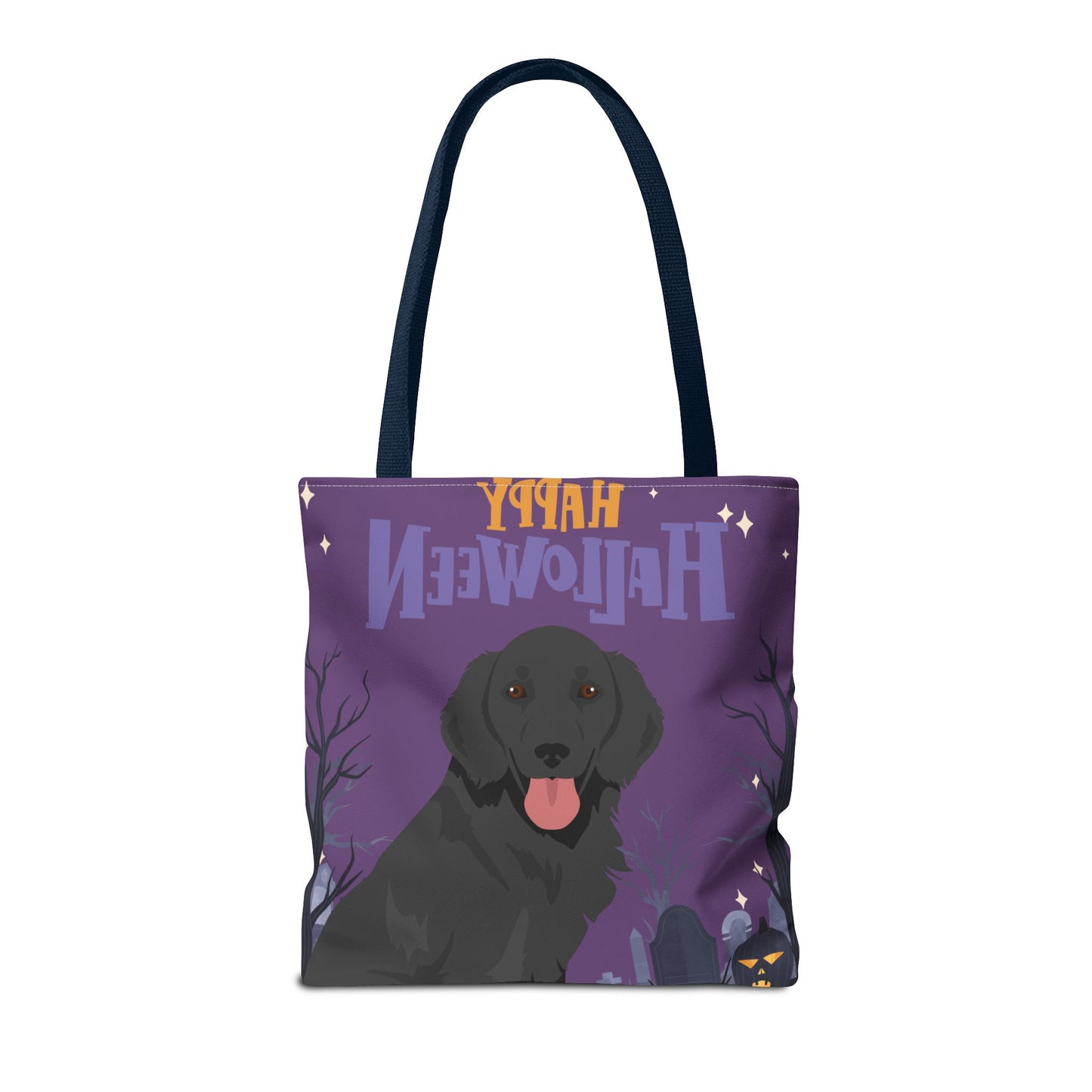 Flat Coated Retriever Dog Happy Halloween Tote Bag 16x16