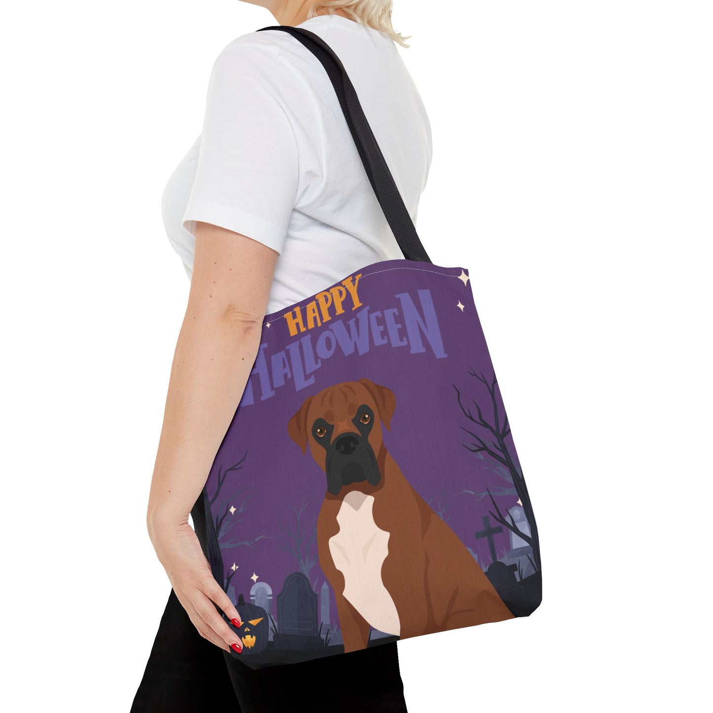 Boxer Dog Happy Halloween Tote Bag 16x16