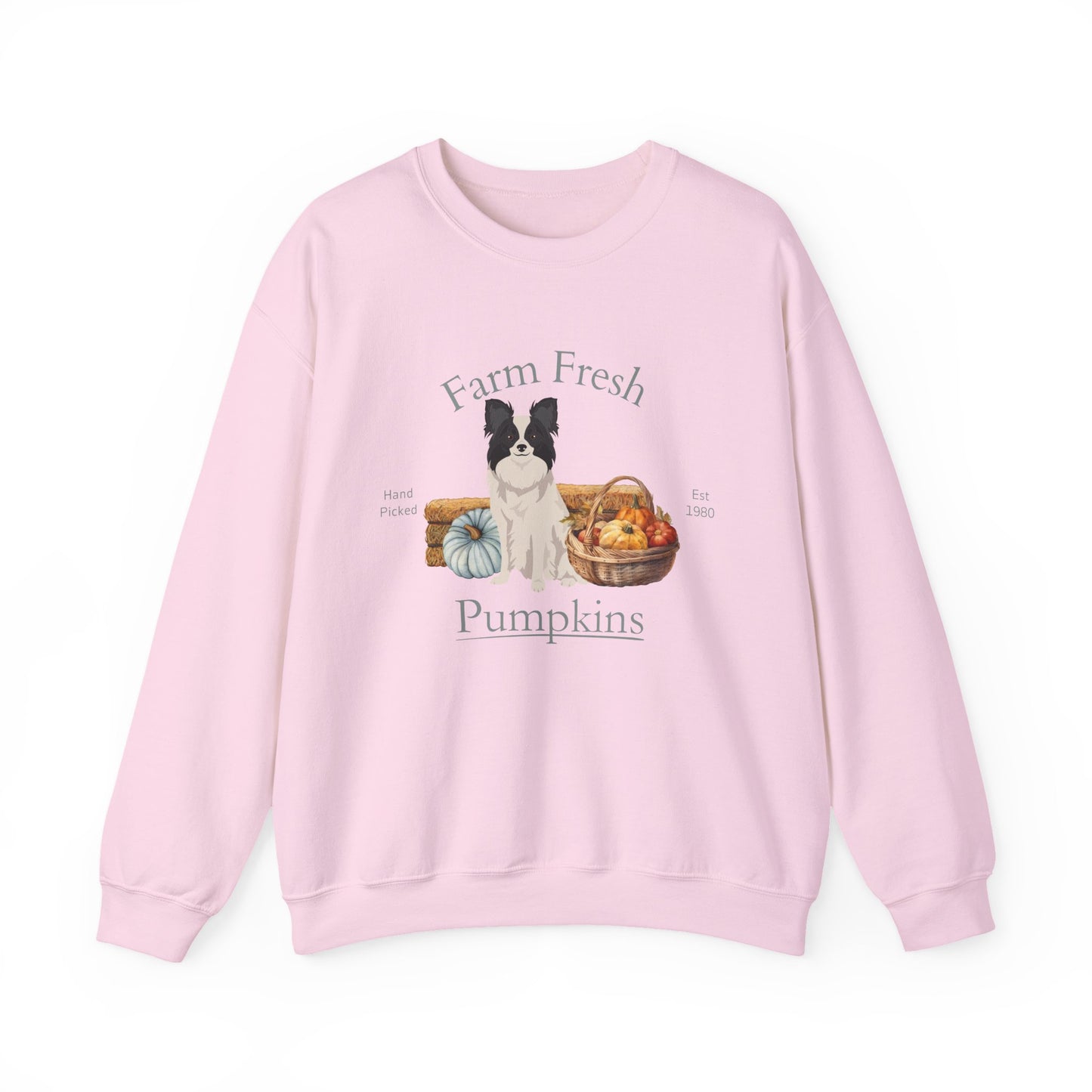 Papillon Dog Fall Farm Fresh Unisex Heavy Blend Crewneck Sweatshirt
