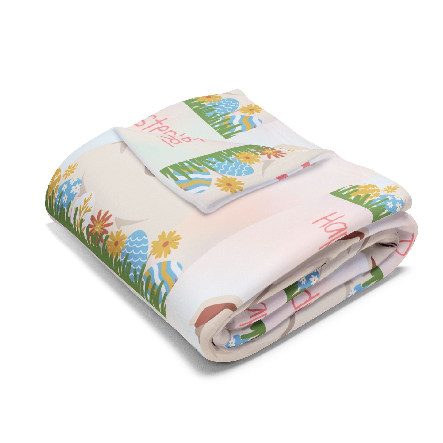 Bulldog Dog Happy Easter Arctic Fleece Blanket - Cozy Decor for Spring Celebrations