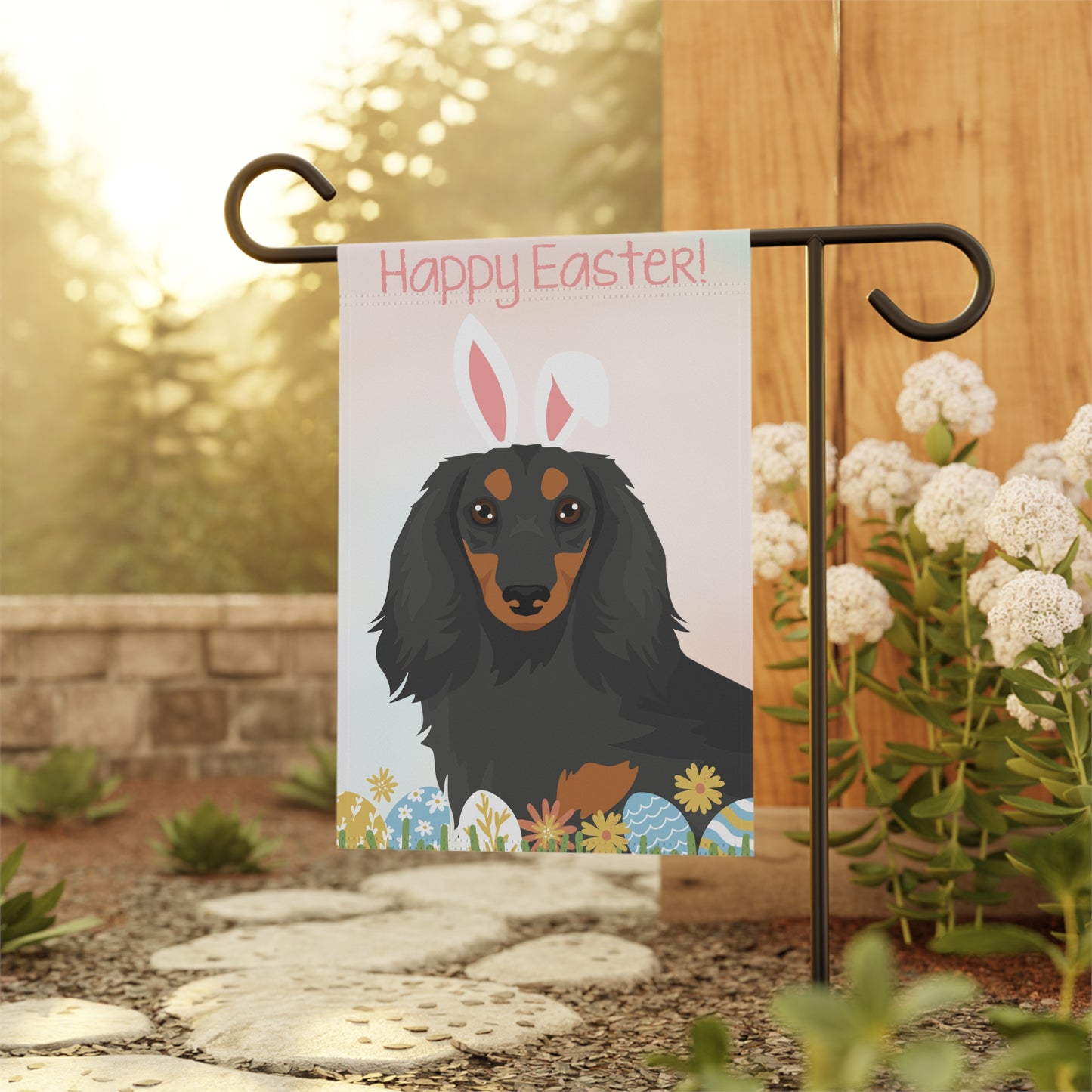Dachshund Dog Happy Easter Garden Flag