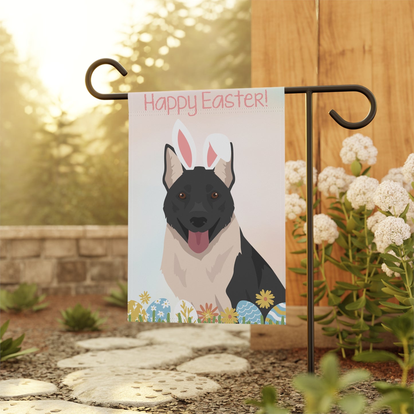Russo European Laika Dog Happy Easter Garden Flag