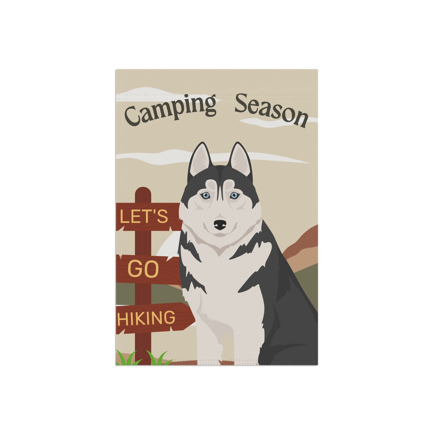 Siberian Husky Dog Camping Garden Flag