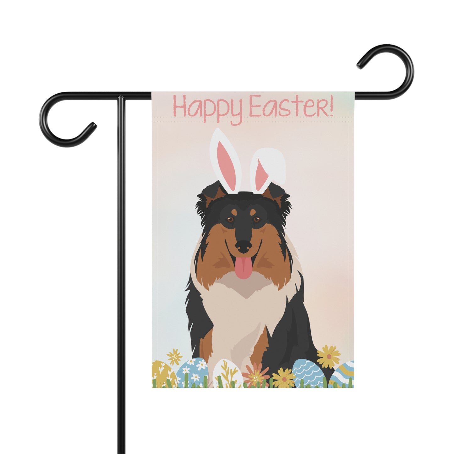 Collie Dog Happy Easter Garden Flag