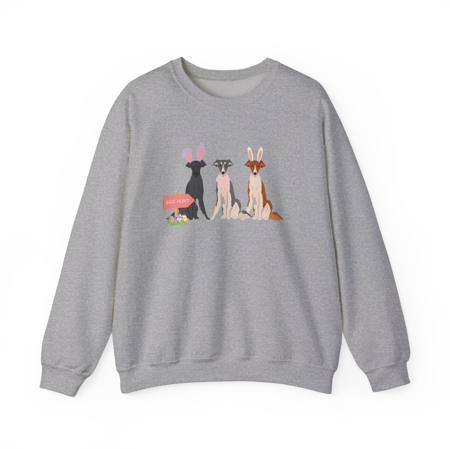 Silken Windhound Dog Easter Unisex Heavy Blend Crewneck Sweatshirt, easter, Cute Dog Mom Gift