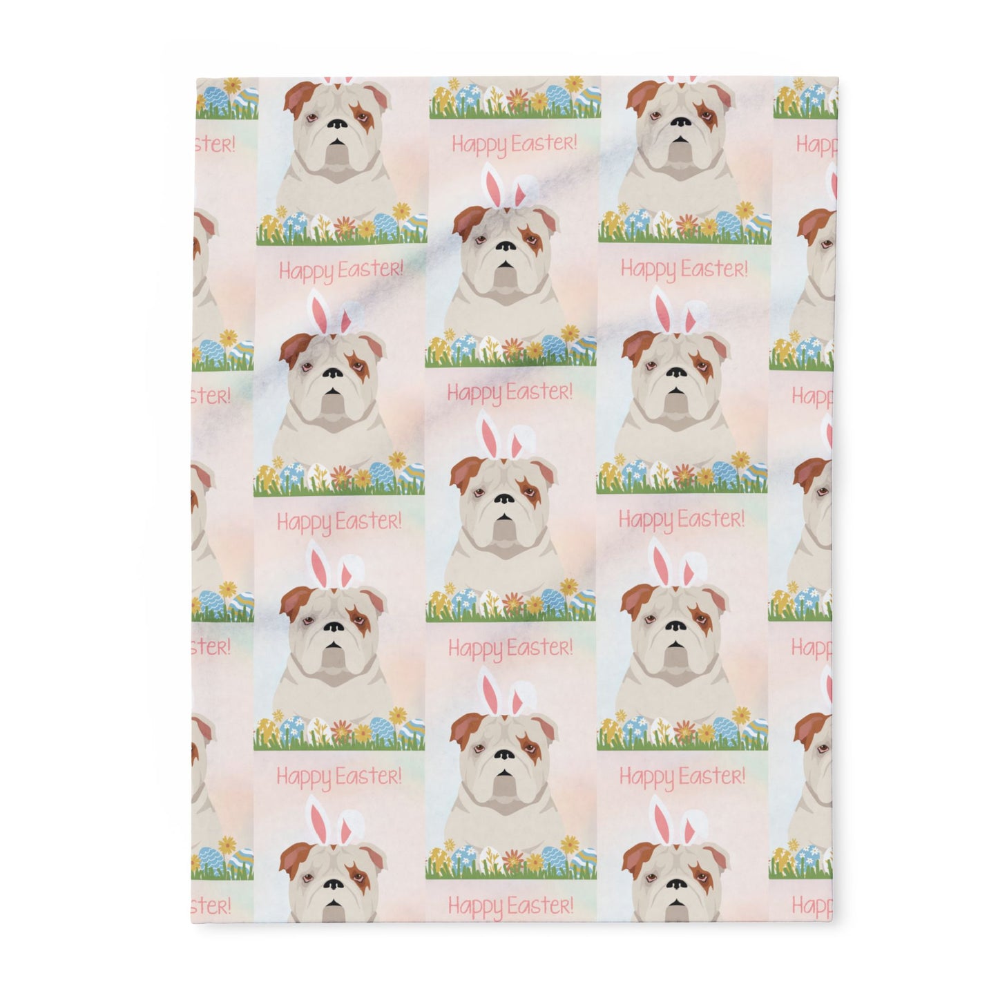 Bulldog Dog Happy Easter Arctic Fleece Blanket - Cozy Decor for Spring Celebrations