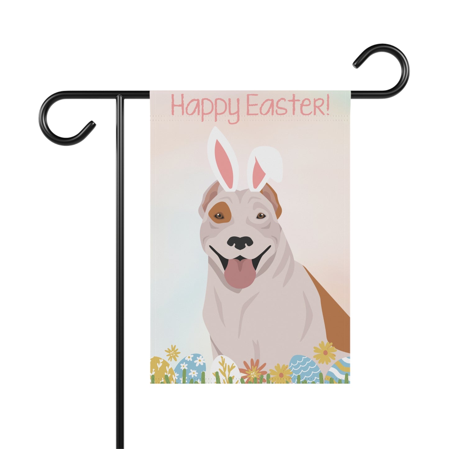 American Pitbull Terrier Dog Happy Easter Garden Flag