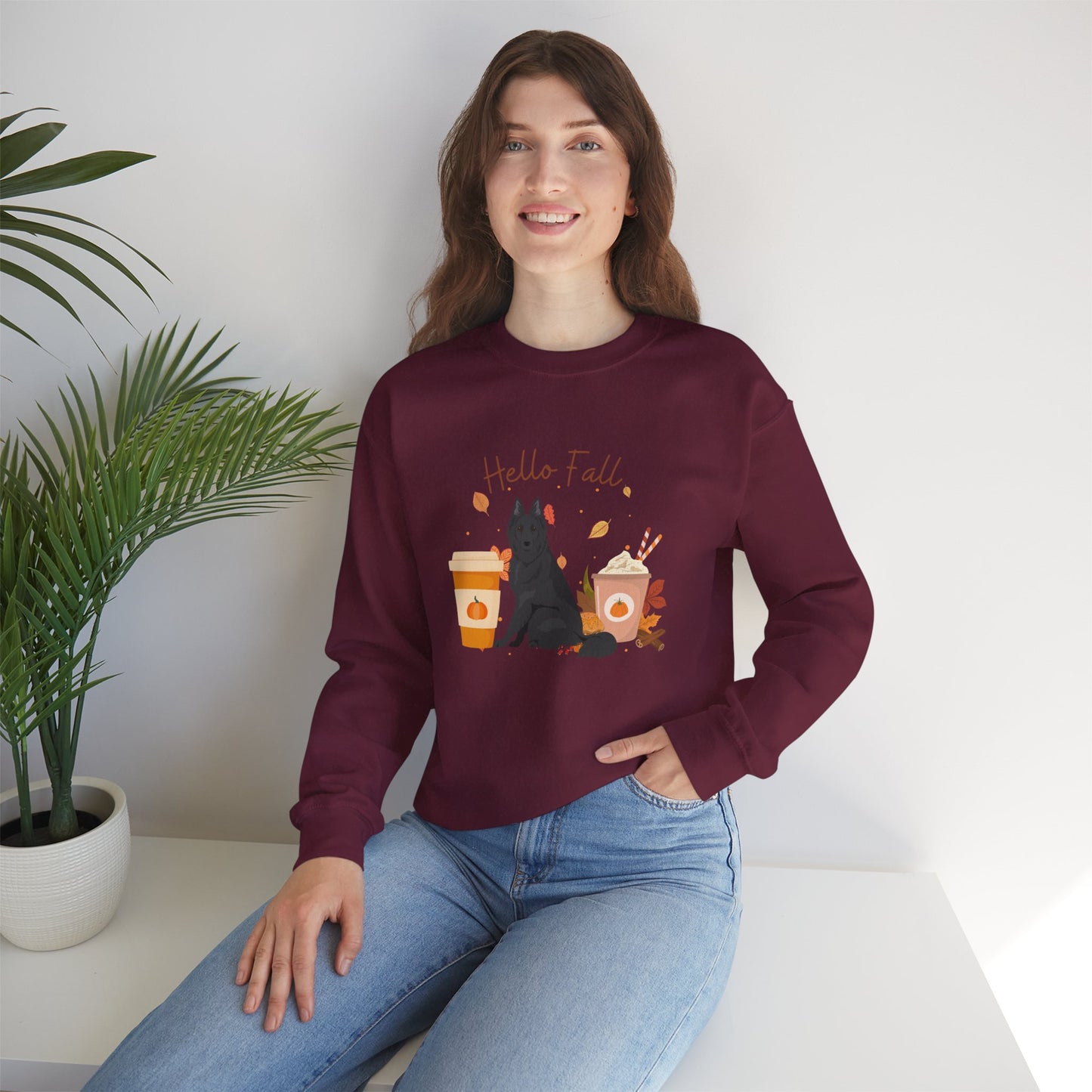 Belgian Shepherd Dog Fall Halloween Unisex Heavy Blend Crewneck Sweatshirt
